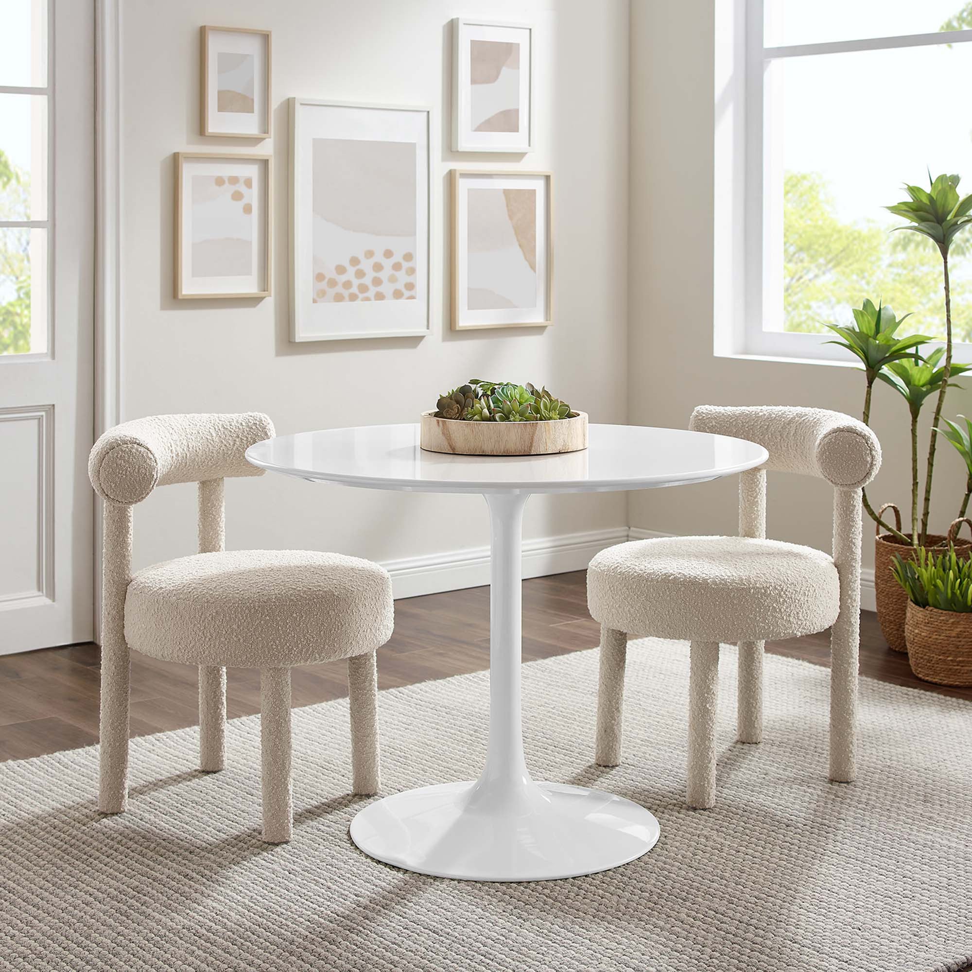 Lipton Round Wood Dining Table White