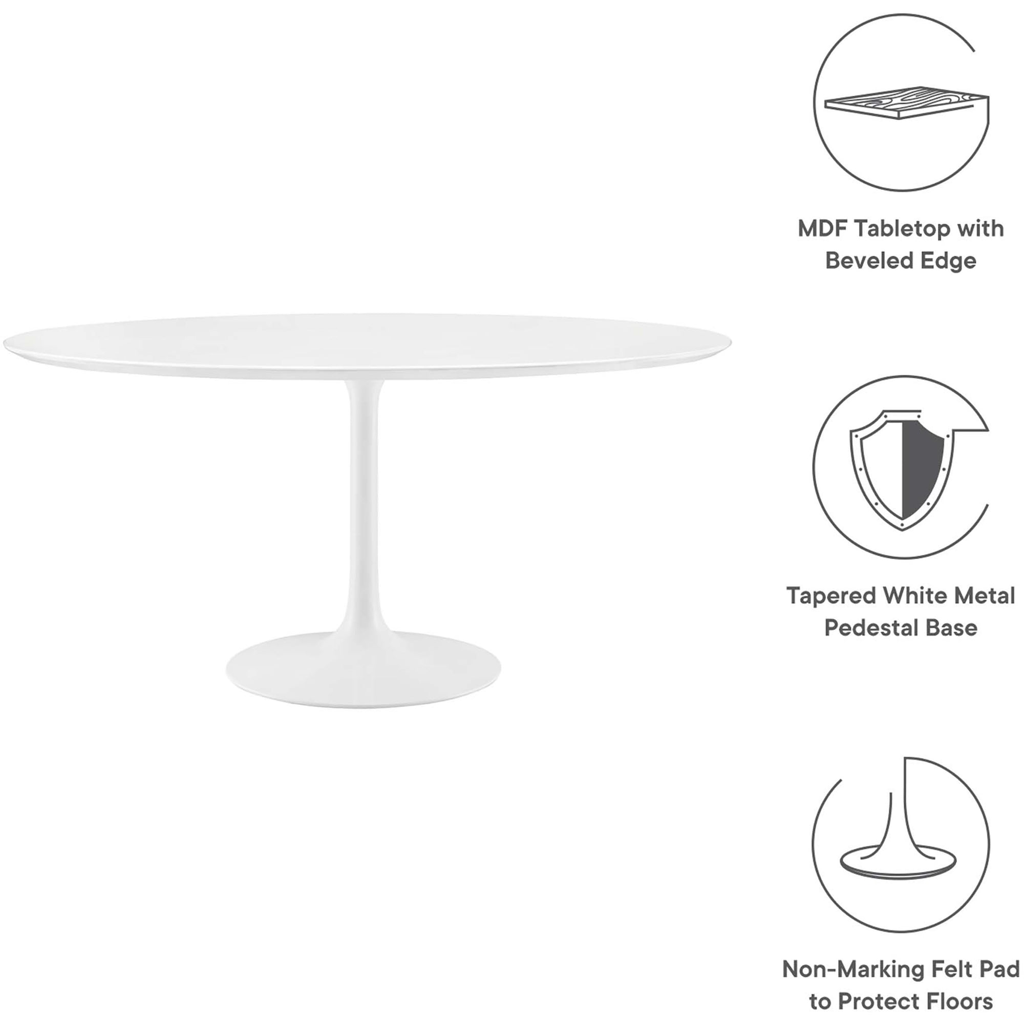 Lipton Round Wood Dining Table White