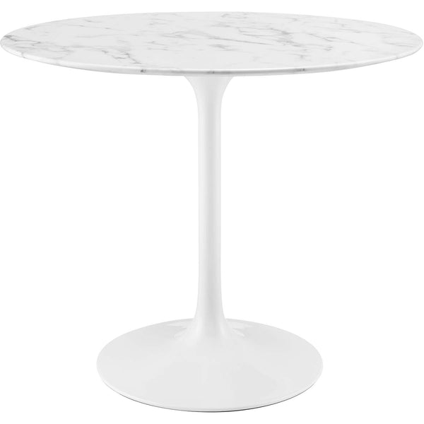 Lipton Round Faux Marble Dining Table White