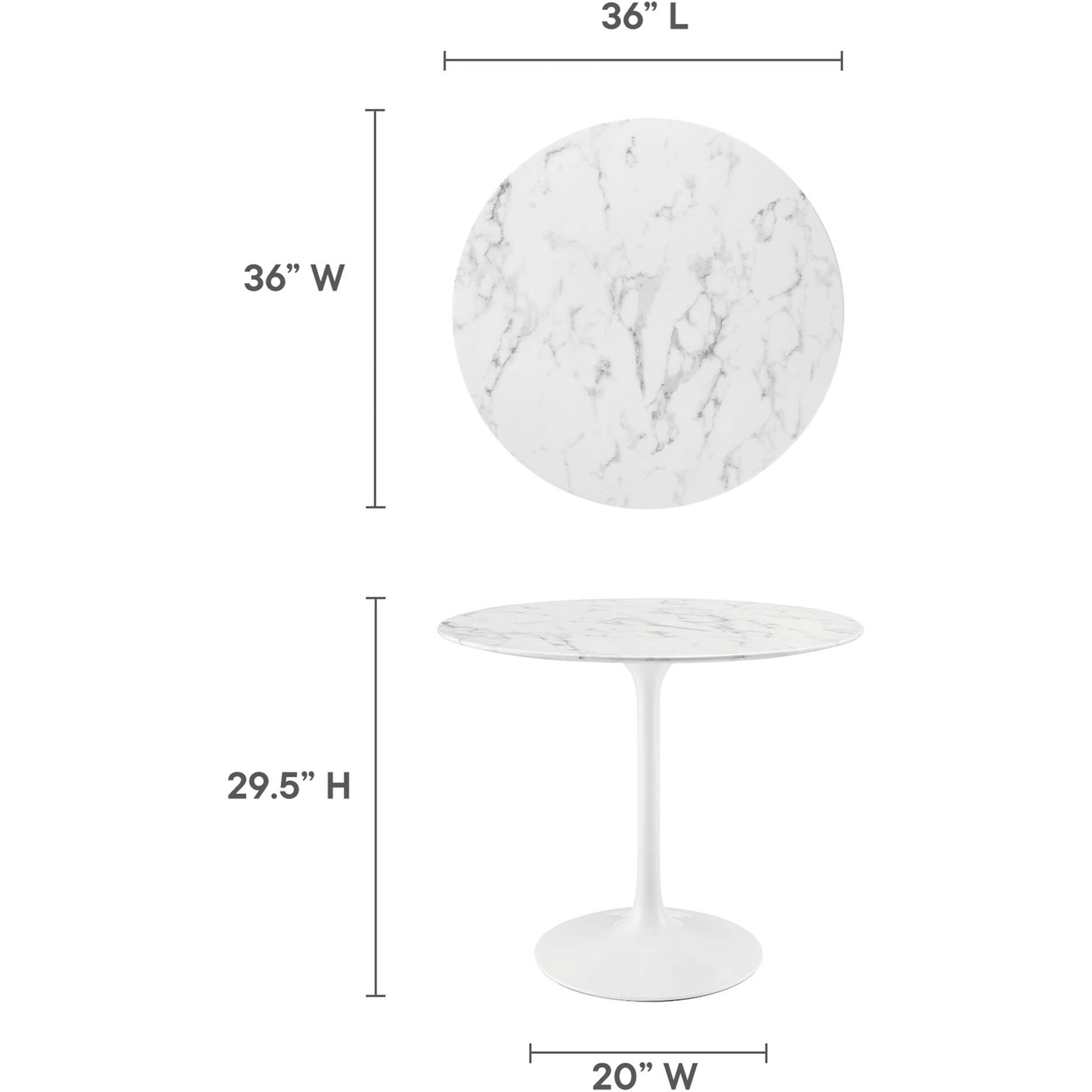 Lipton Round Faux Marble Dining Table White