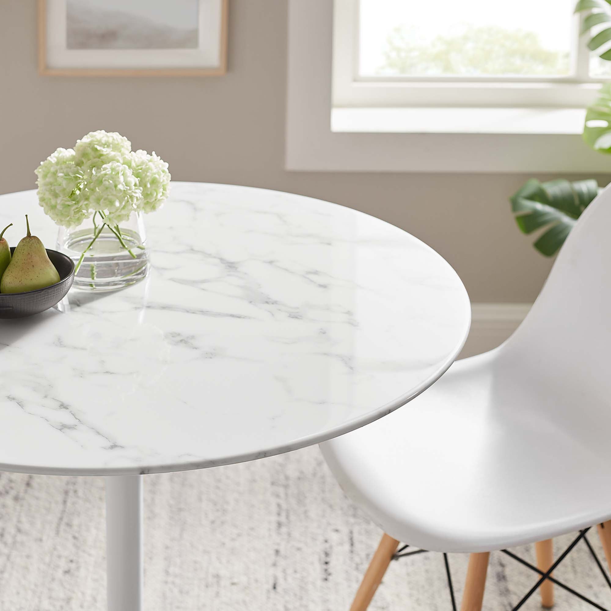 Lipton Round Faux Marble Dining Table White
