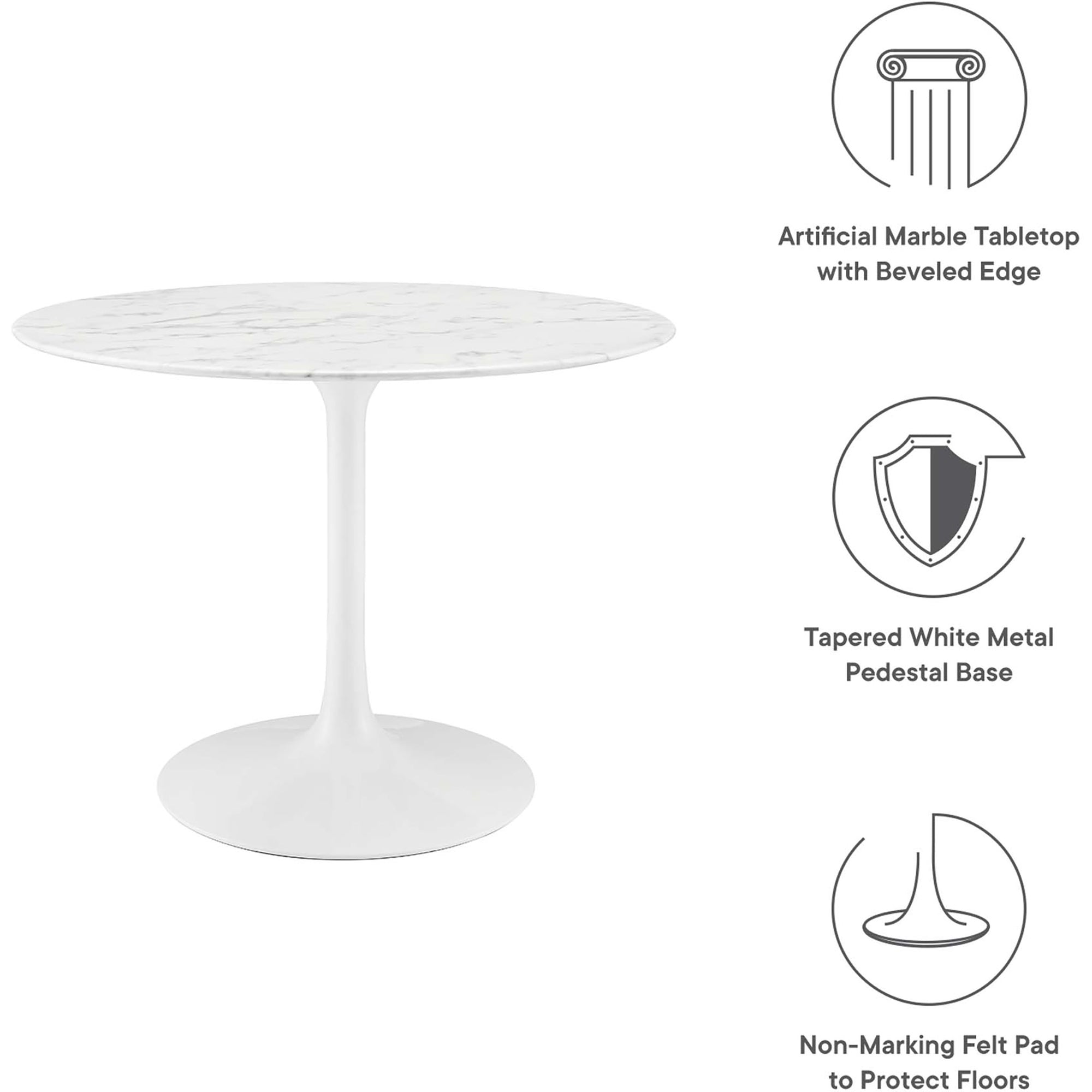 Lipton Round Faux Marble Dining Table White