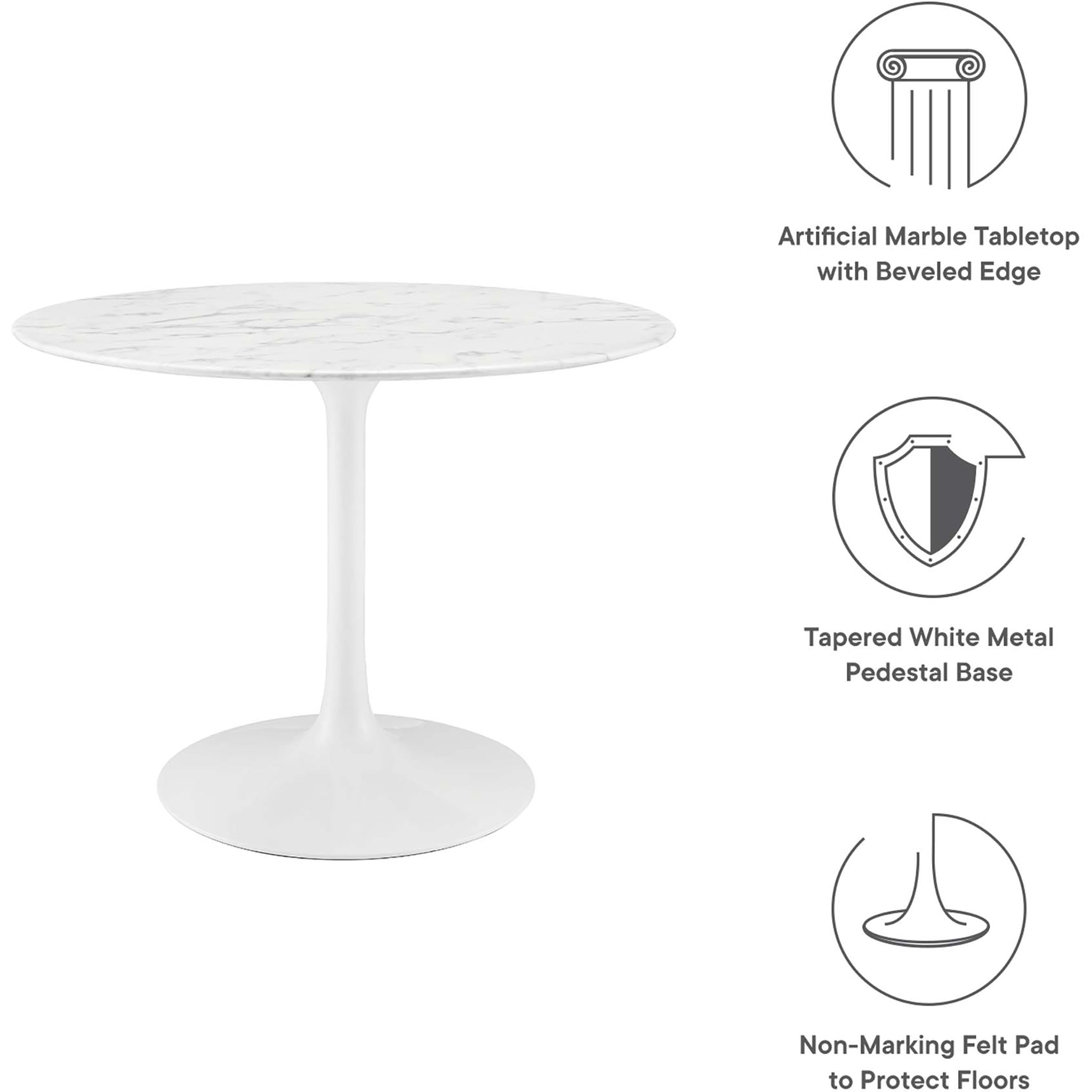 Lipton Round Faux Marble Dining Table White