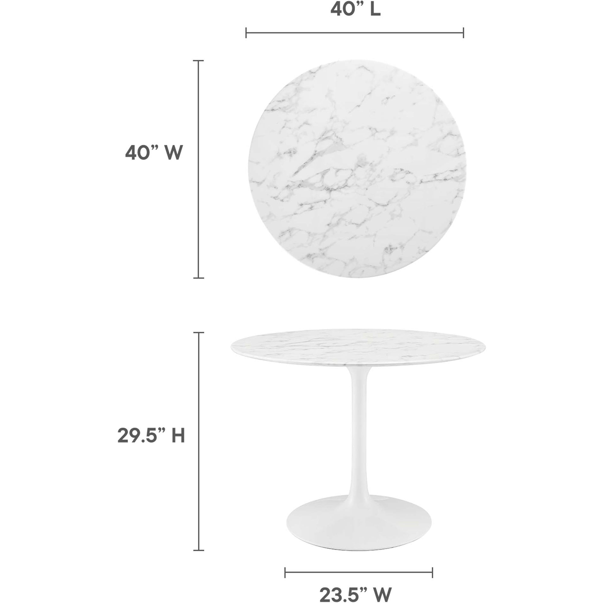 Lipton Round Faux Marble Dining Table White