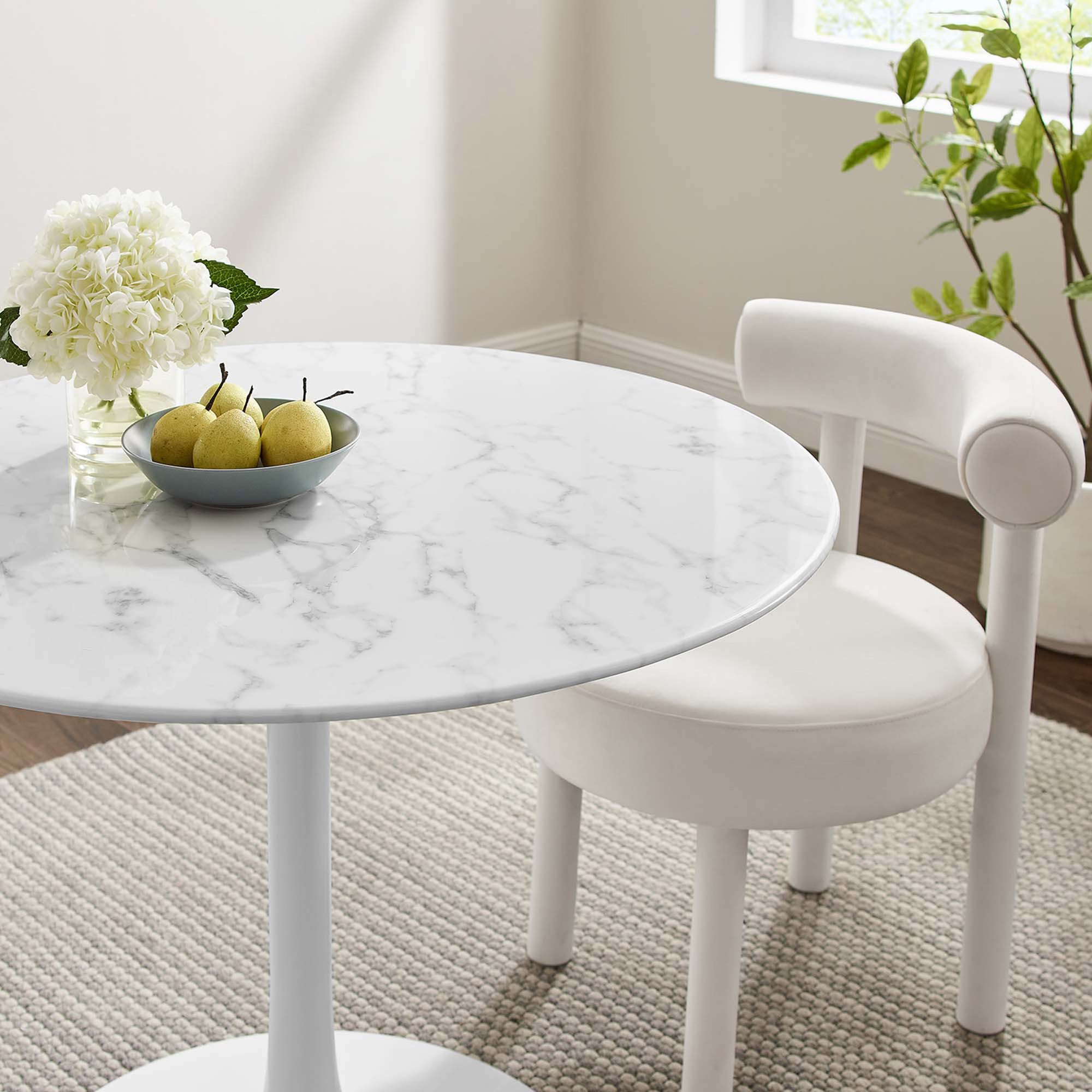 Lipton Round Faux Marble Dining Table White