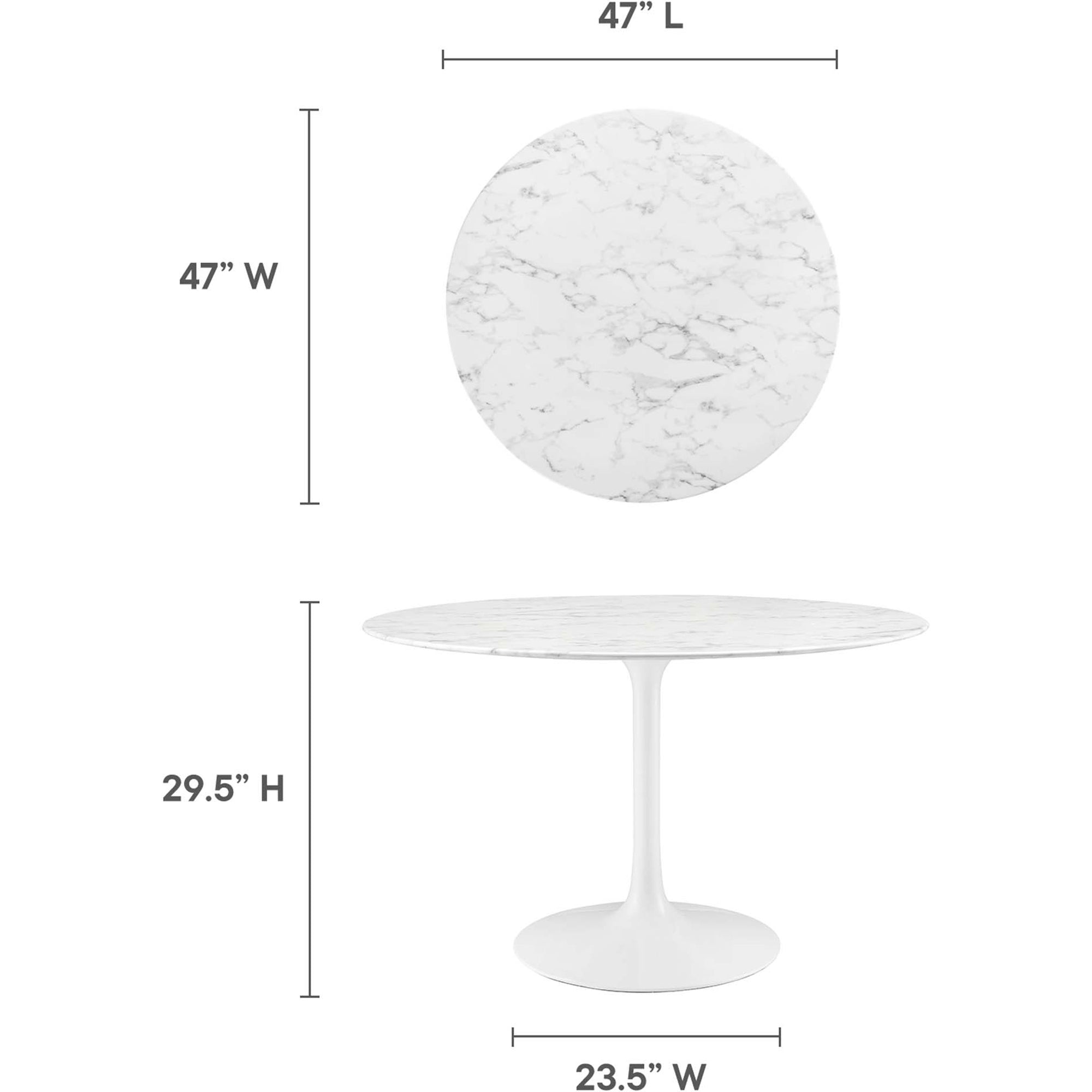 Lipton Round Faux Marble Dining Table White