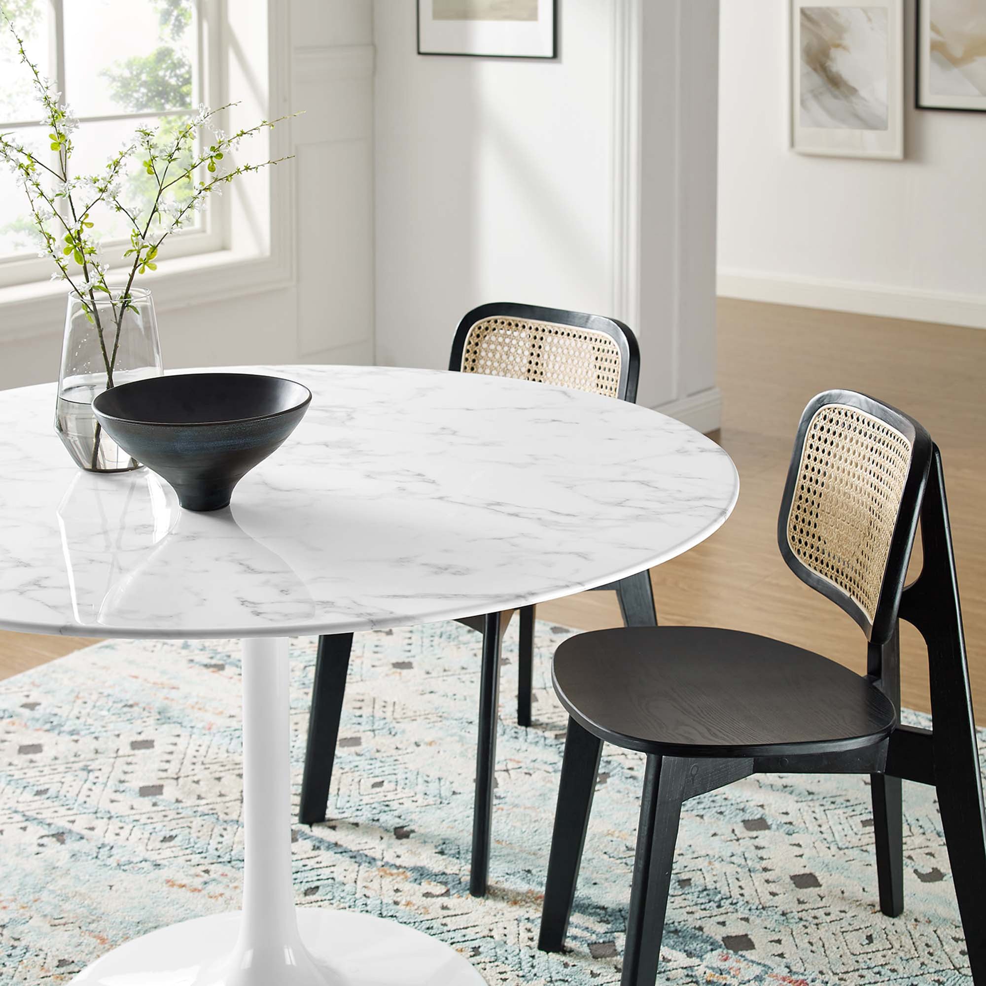Lipton Round Faux Marble Dining Table White