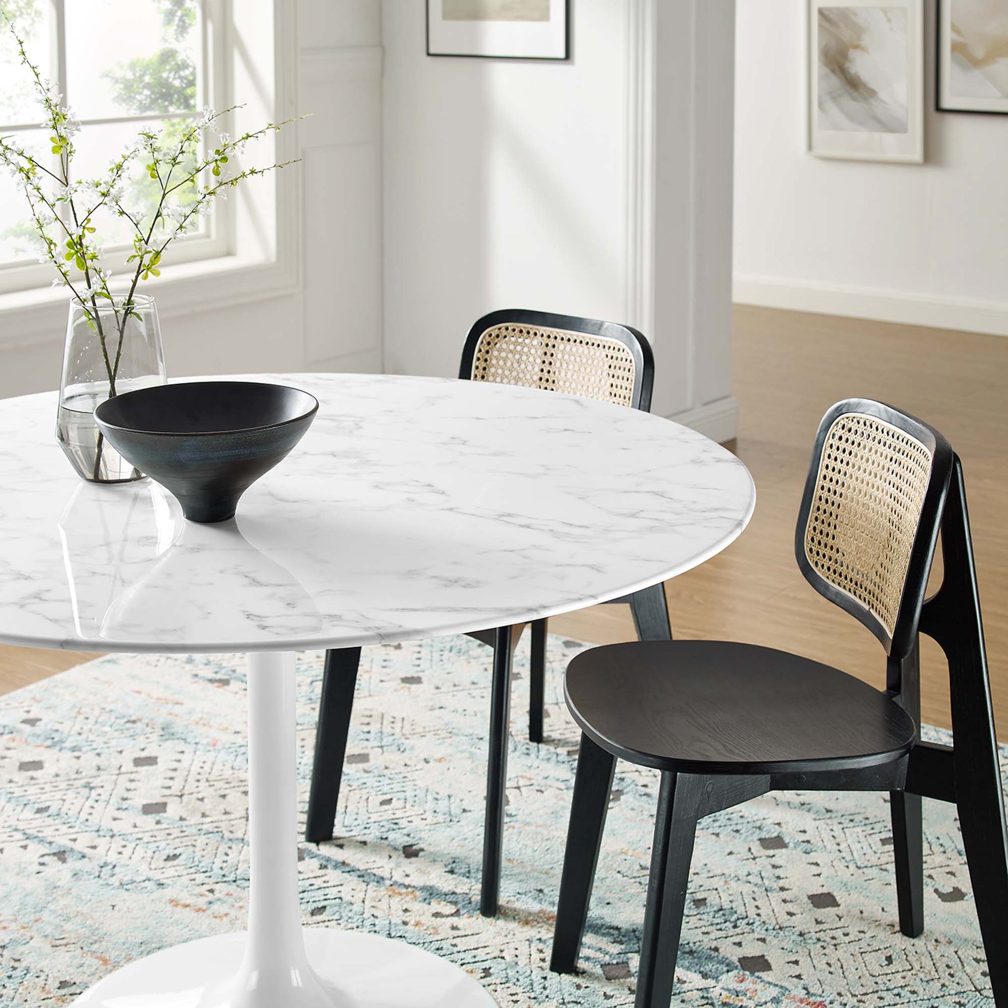 Lipton Round Faux Marble Dining Table White