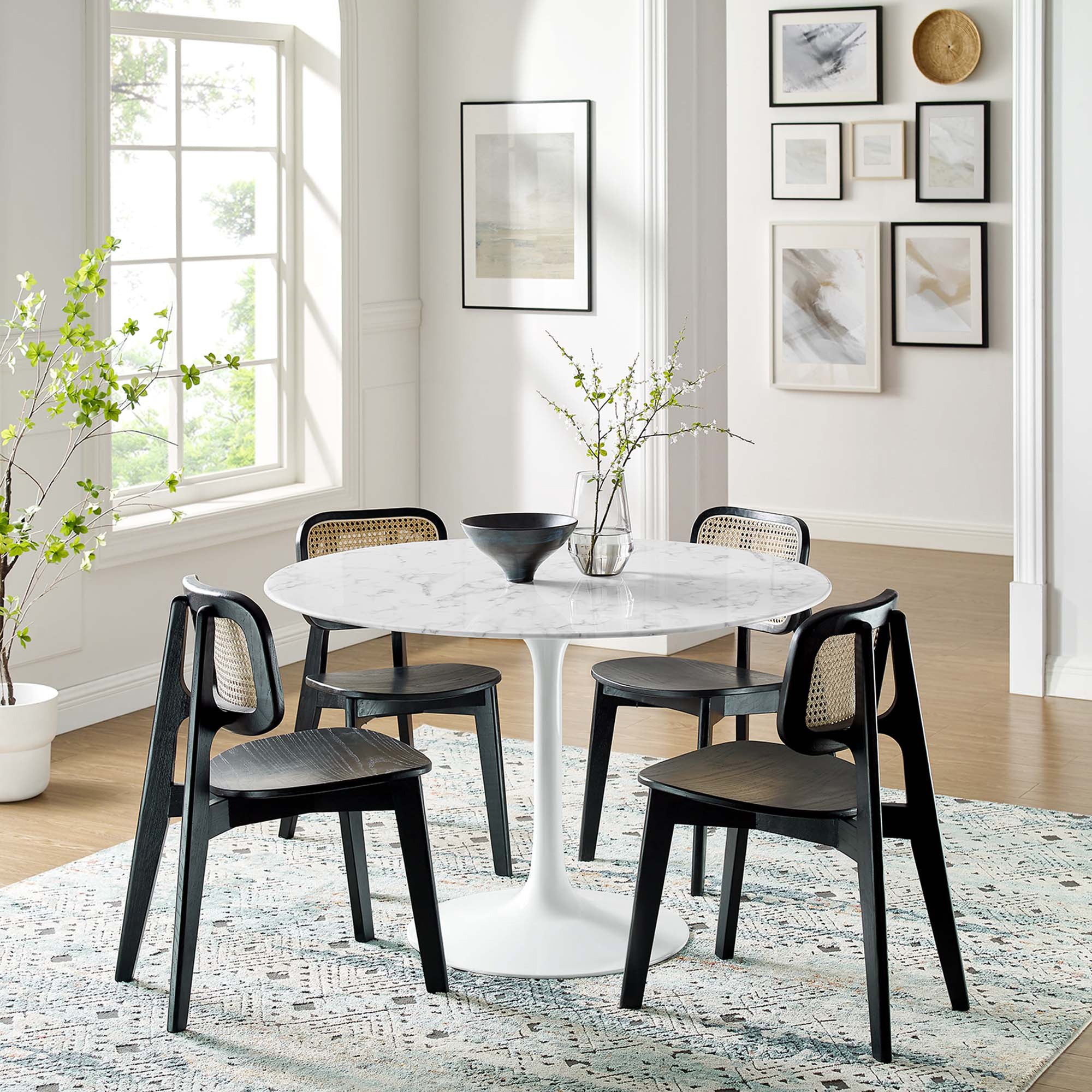 Lipton Round Faux Marble Dining Table White