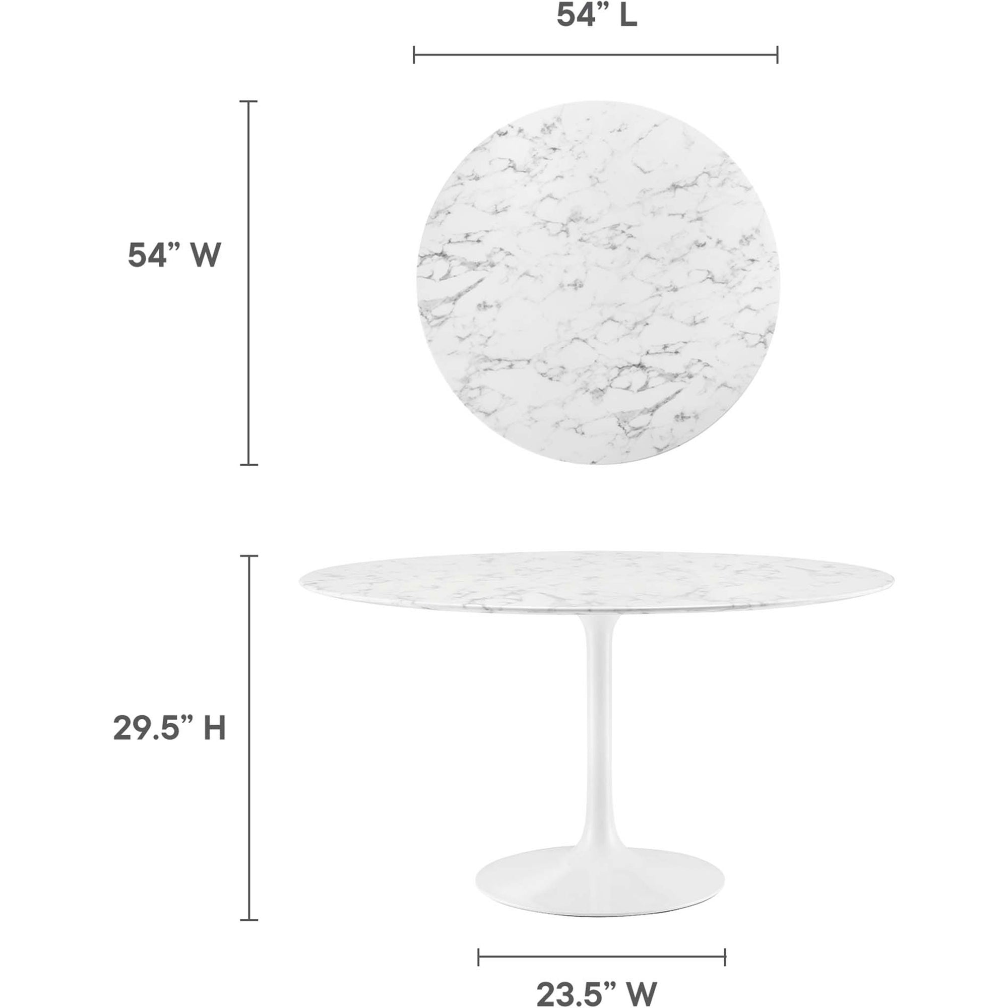 Lipton Round Faux Marble Dining Table White