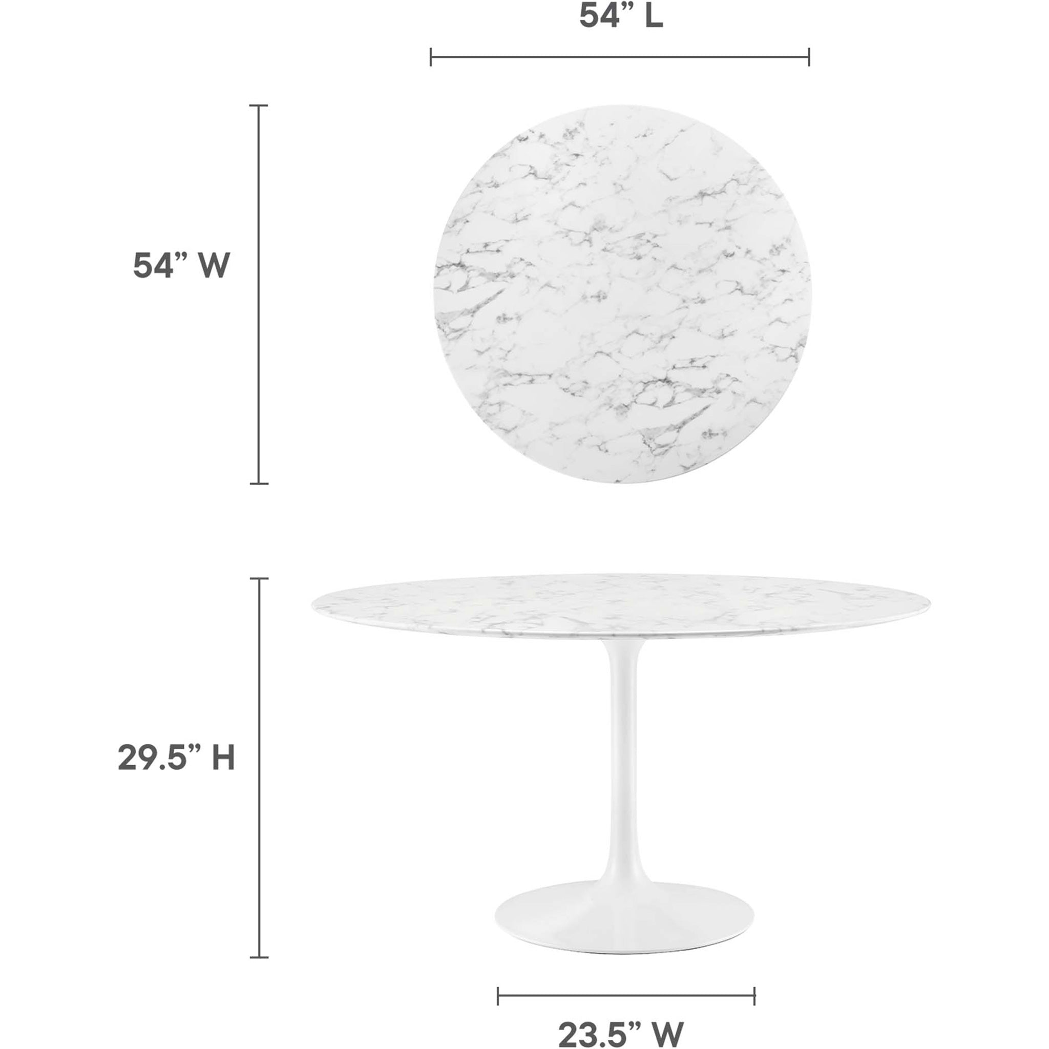 Lipton Round Faux Marble Dining Table White