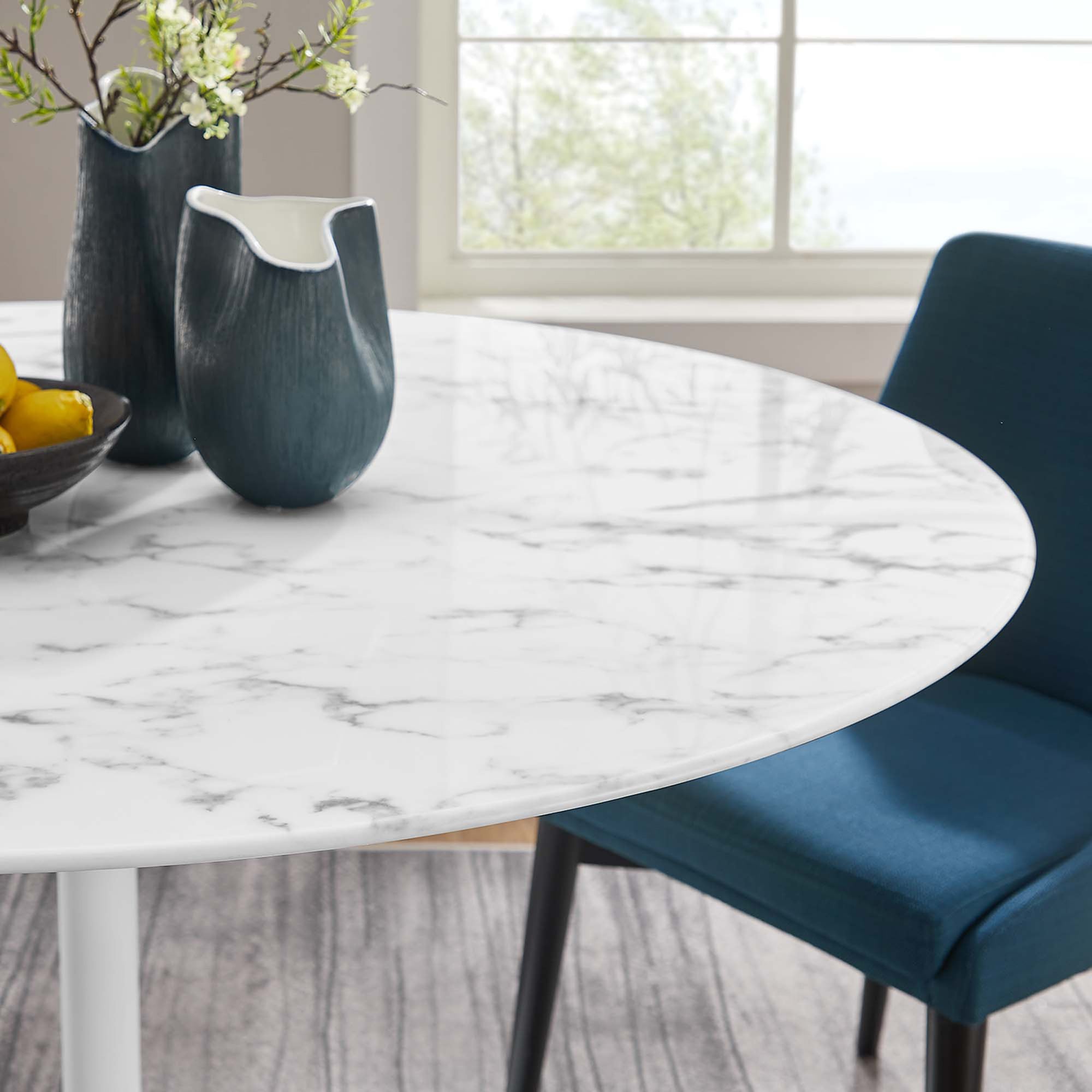 Lipton Round Faux Marble Dining Table White