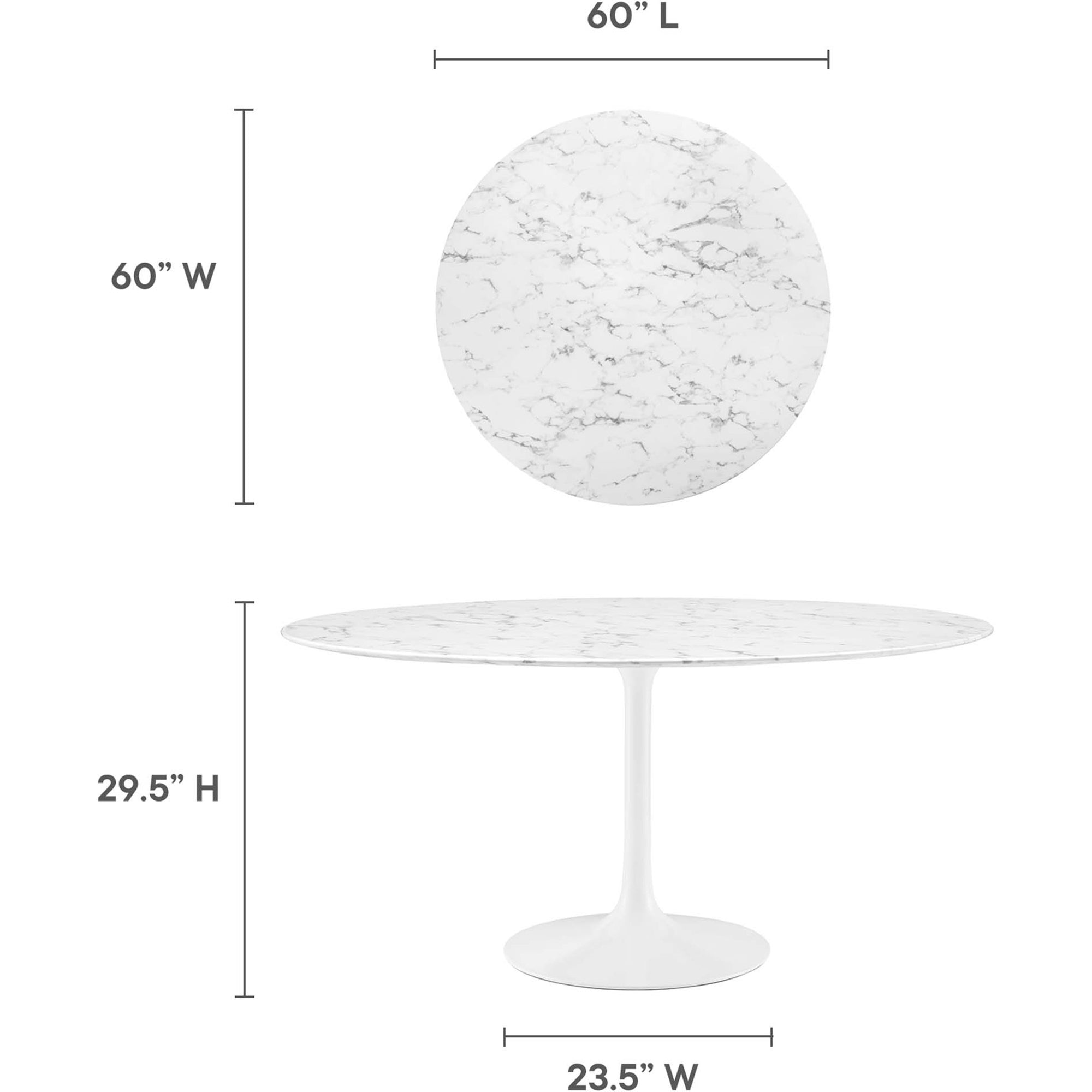 Lipton Round Faux Marble Dining Table White