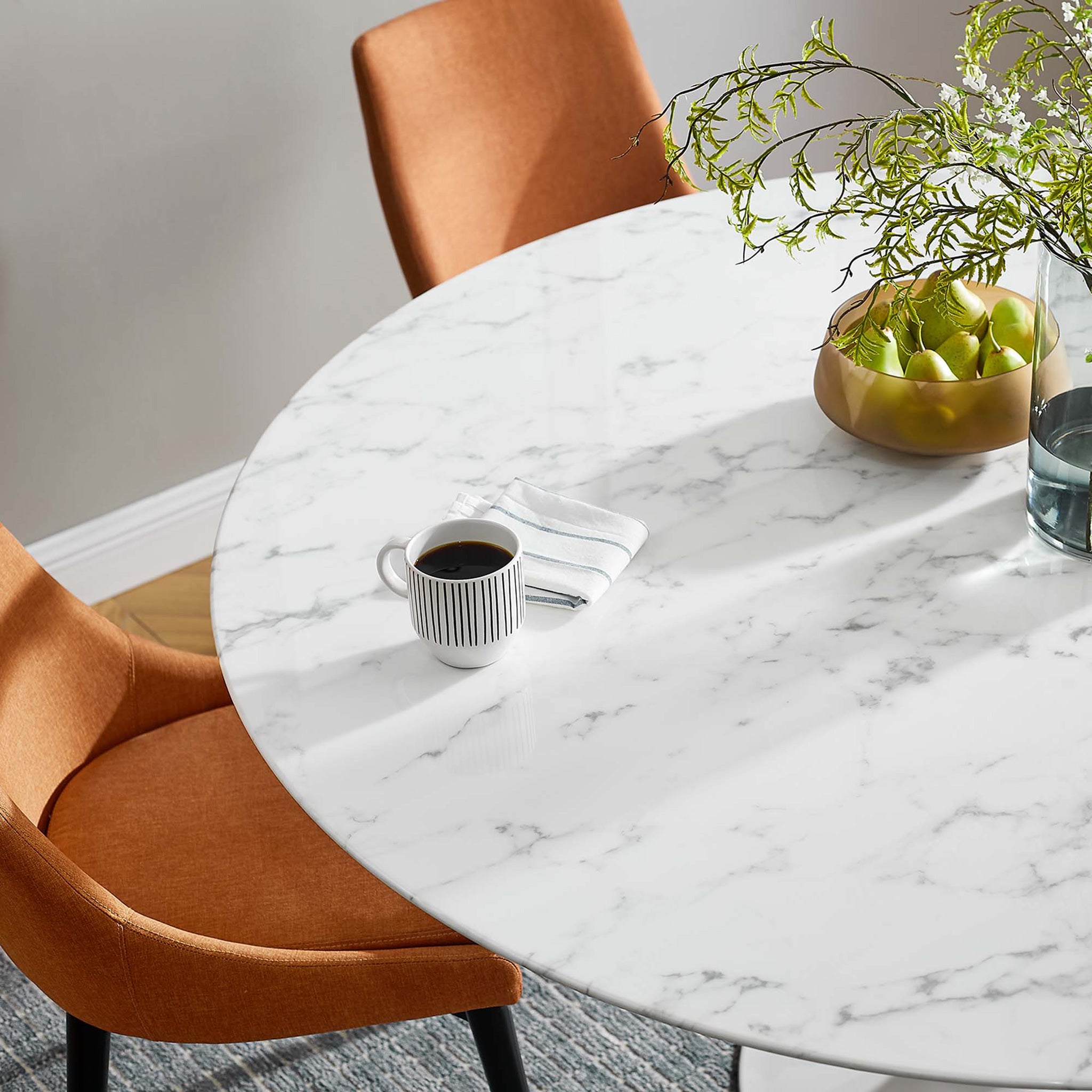 Lipton Round Faux Marble Dining Table White