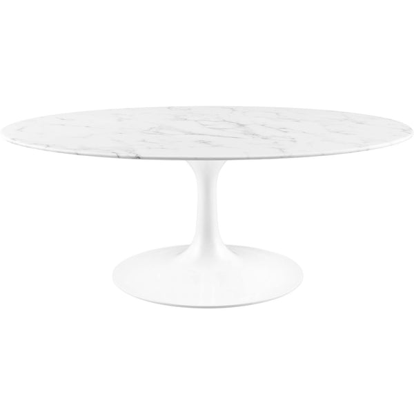 Lipton Oval Coffee Table White Marble
