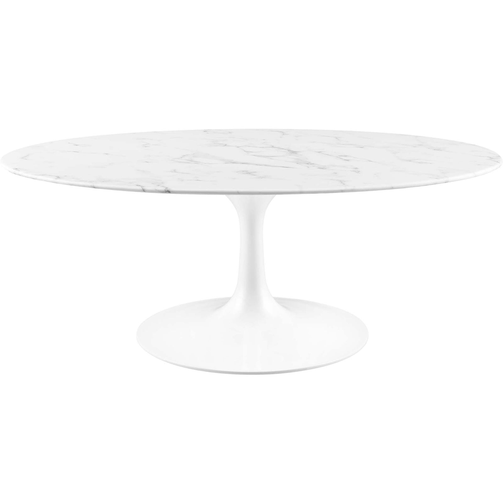 Lore Oval Coffee Table White Marble