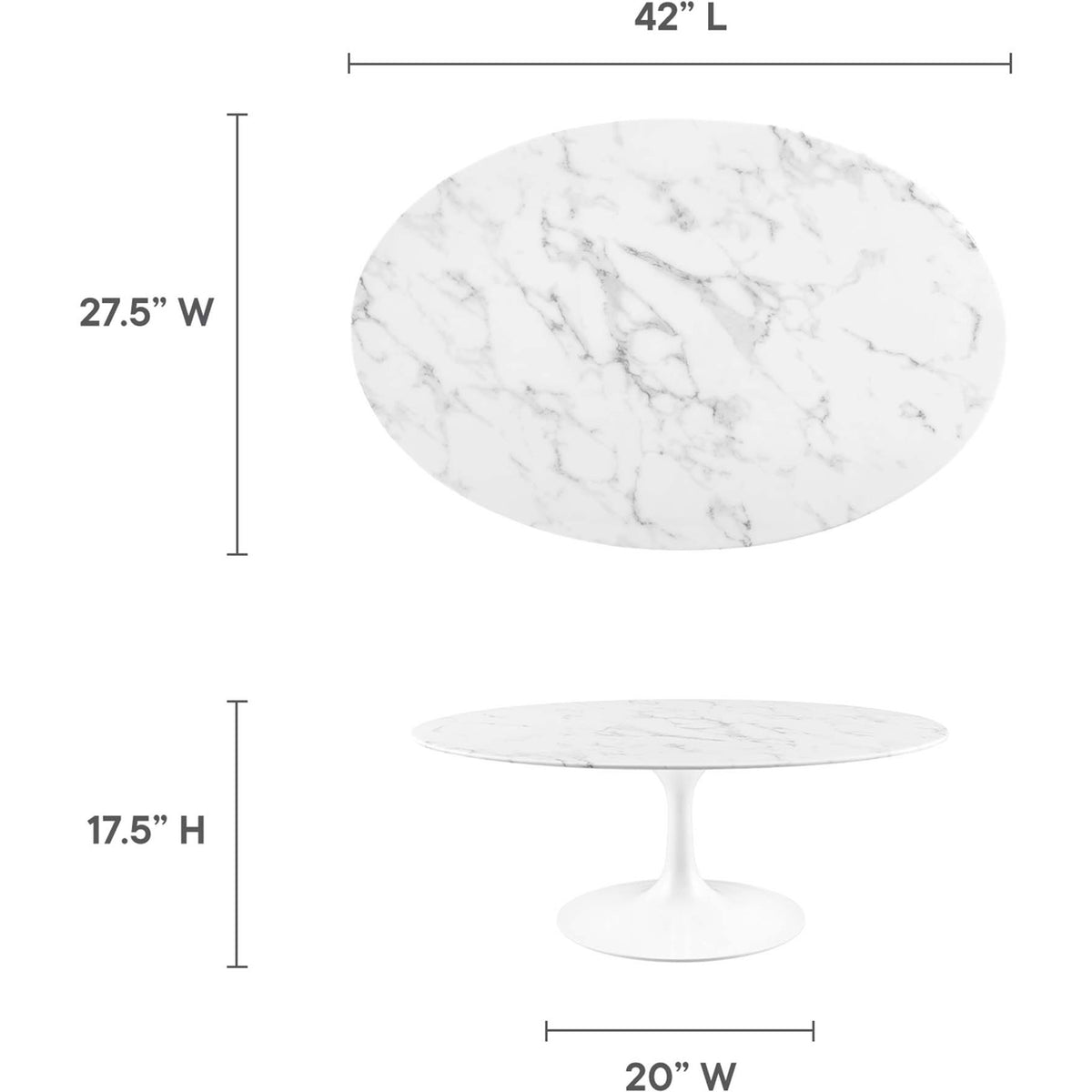 Lipton Oval Coffee Table White Marble