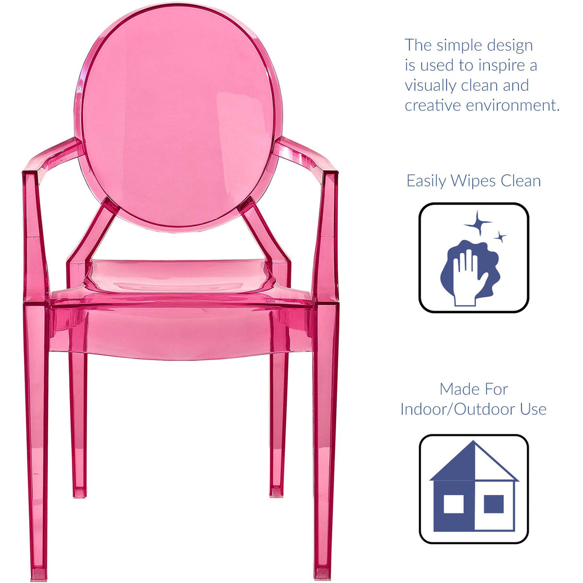 Pink easy-clean armchair brings playful color to spaces indoors and out