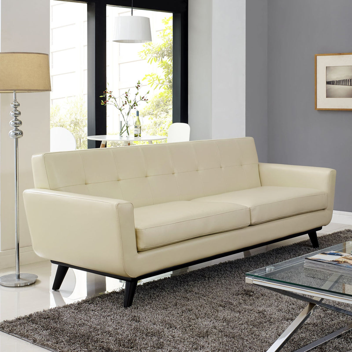 Emory Leather Sofa Beige