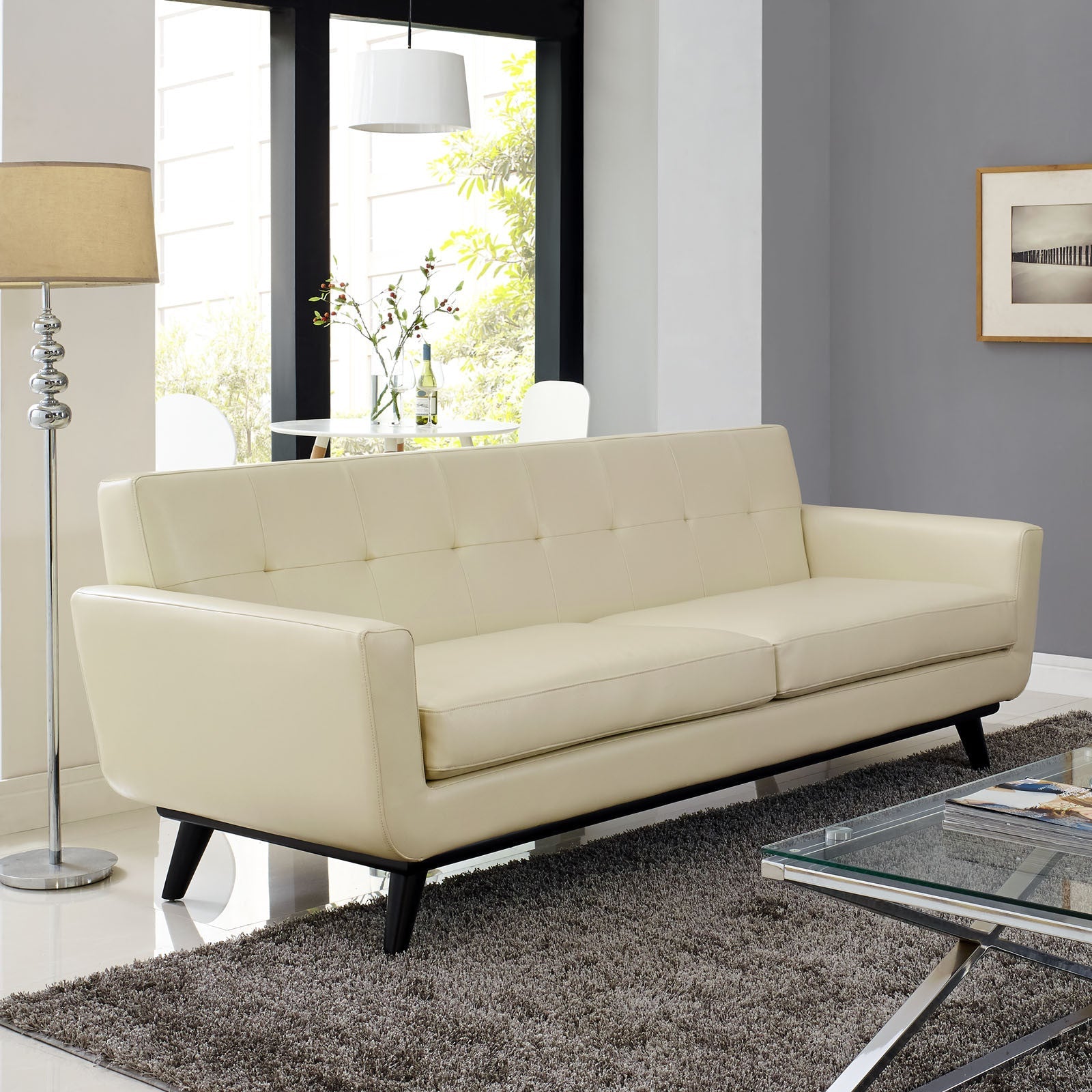 Emory Leather Sofa Beige