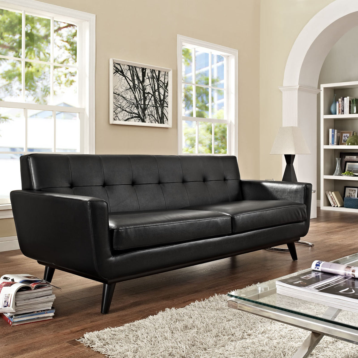 Emory Leather Sofa Black