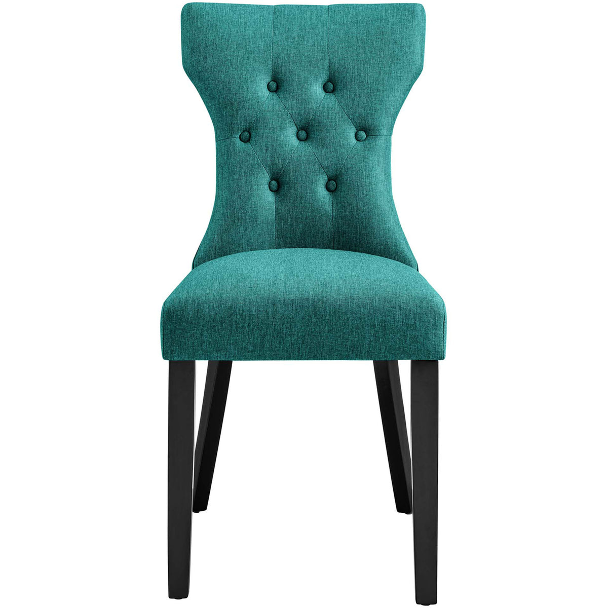 Teal button-tufted dining chair with supportive high back and plush padded seat || EEI-1380-TEA || front_studio
