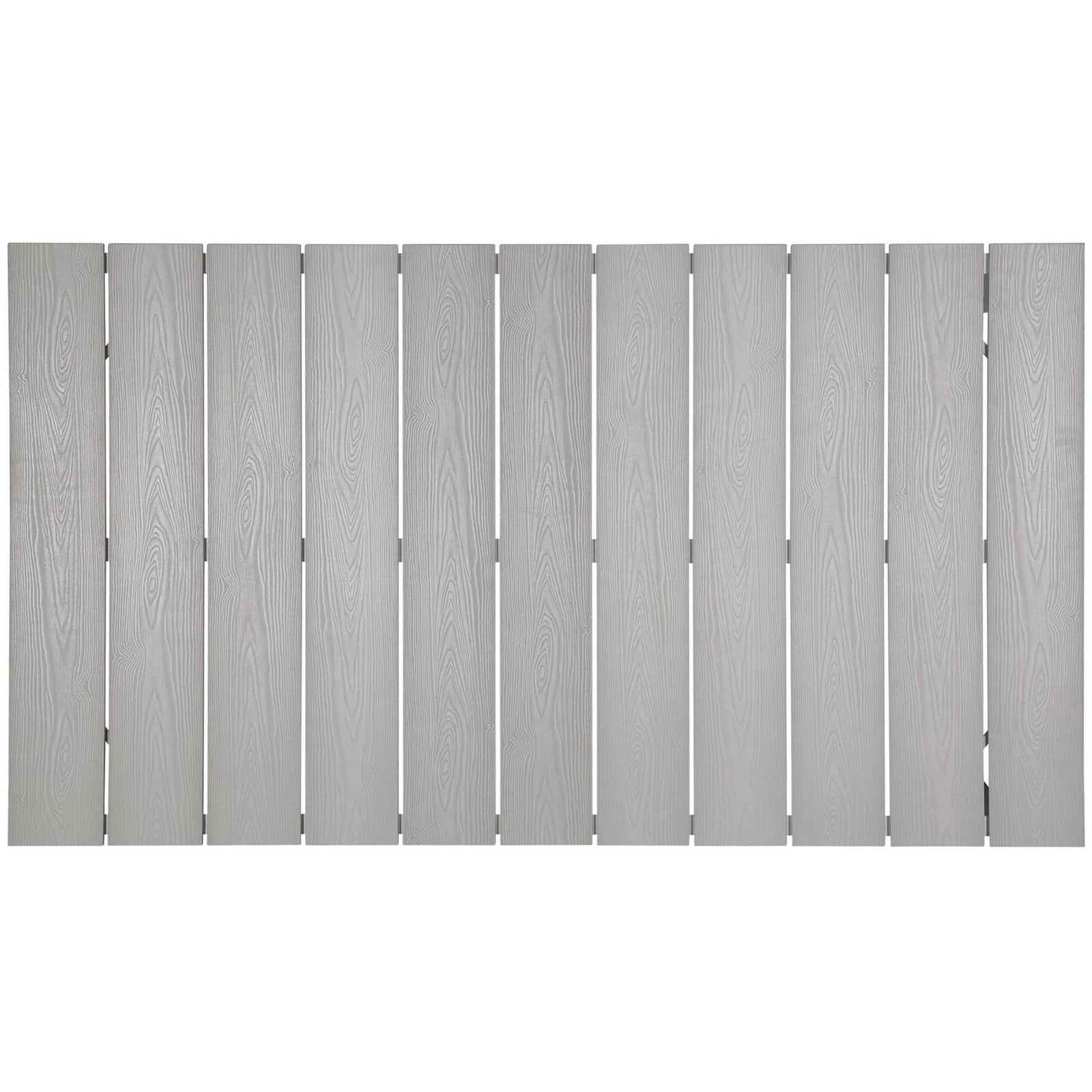 Light gray slatted tabletop with realistic wood grain texture for a fresh outdoor feel. || EEI-1508-WHI-LGR || top_studio