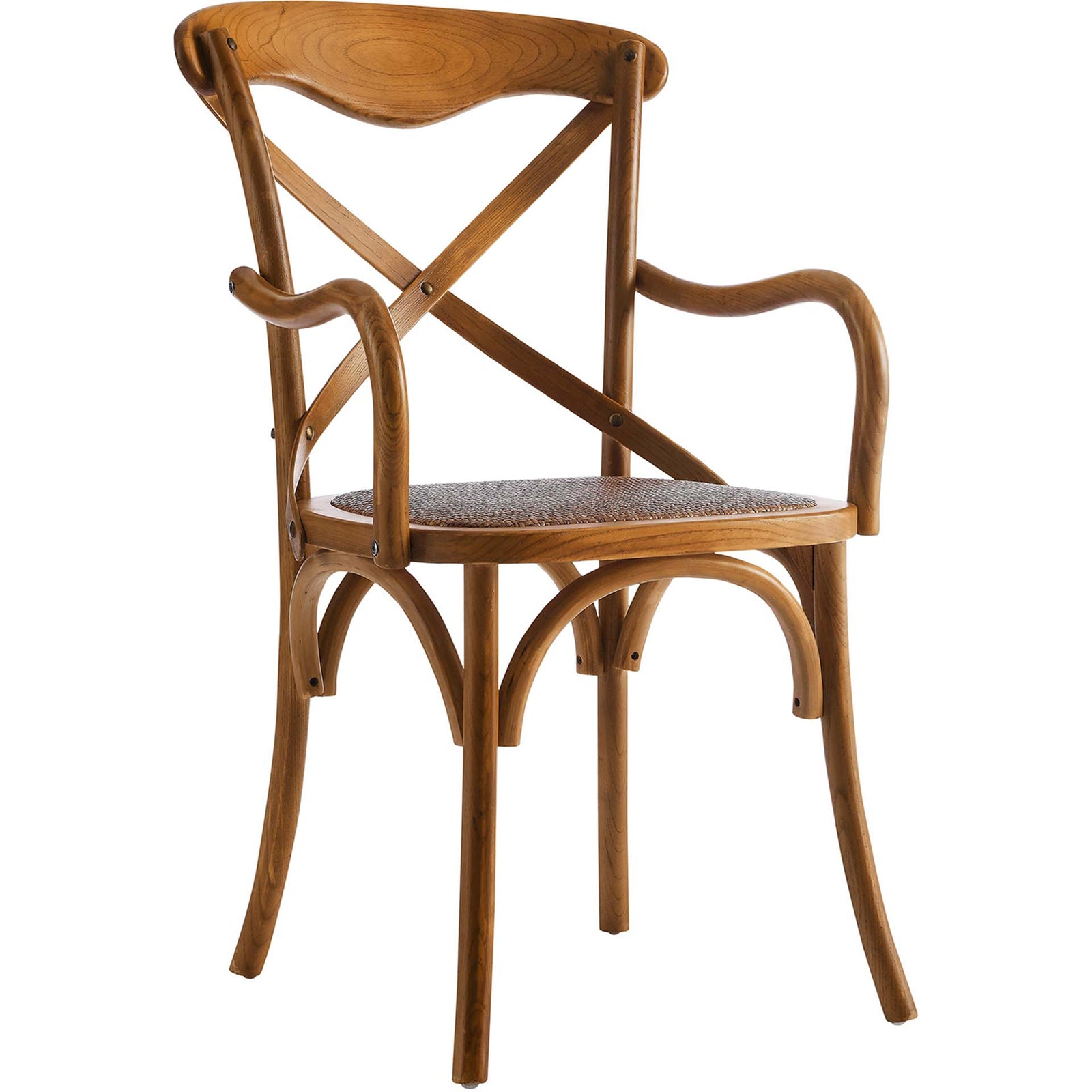Gentry Rattan Seat Dining Armchair Walnut