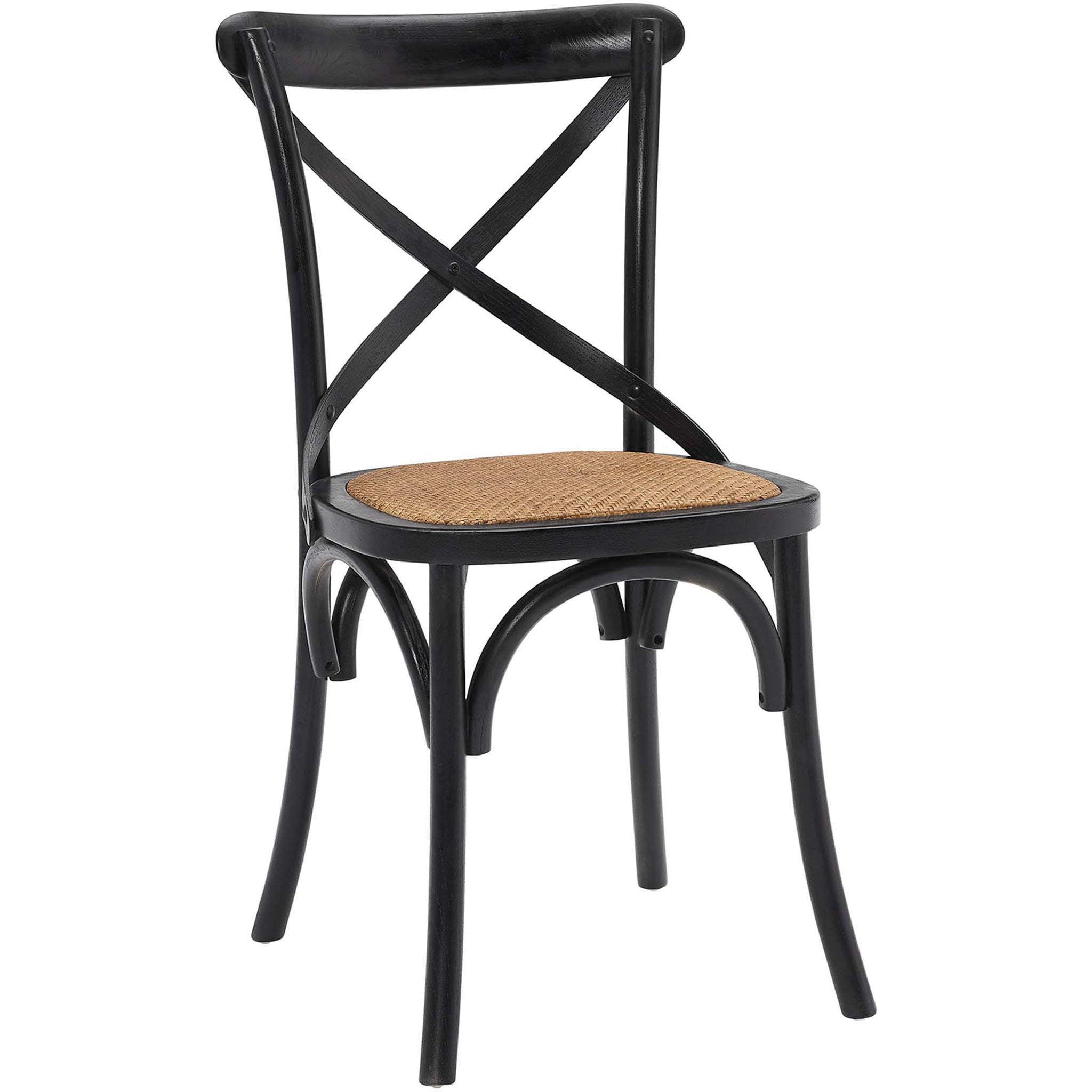 Gentry Rattan Seat Dining Side Chair Black