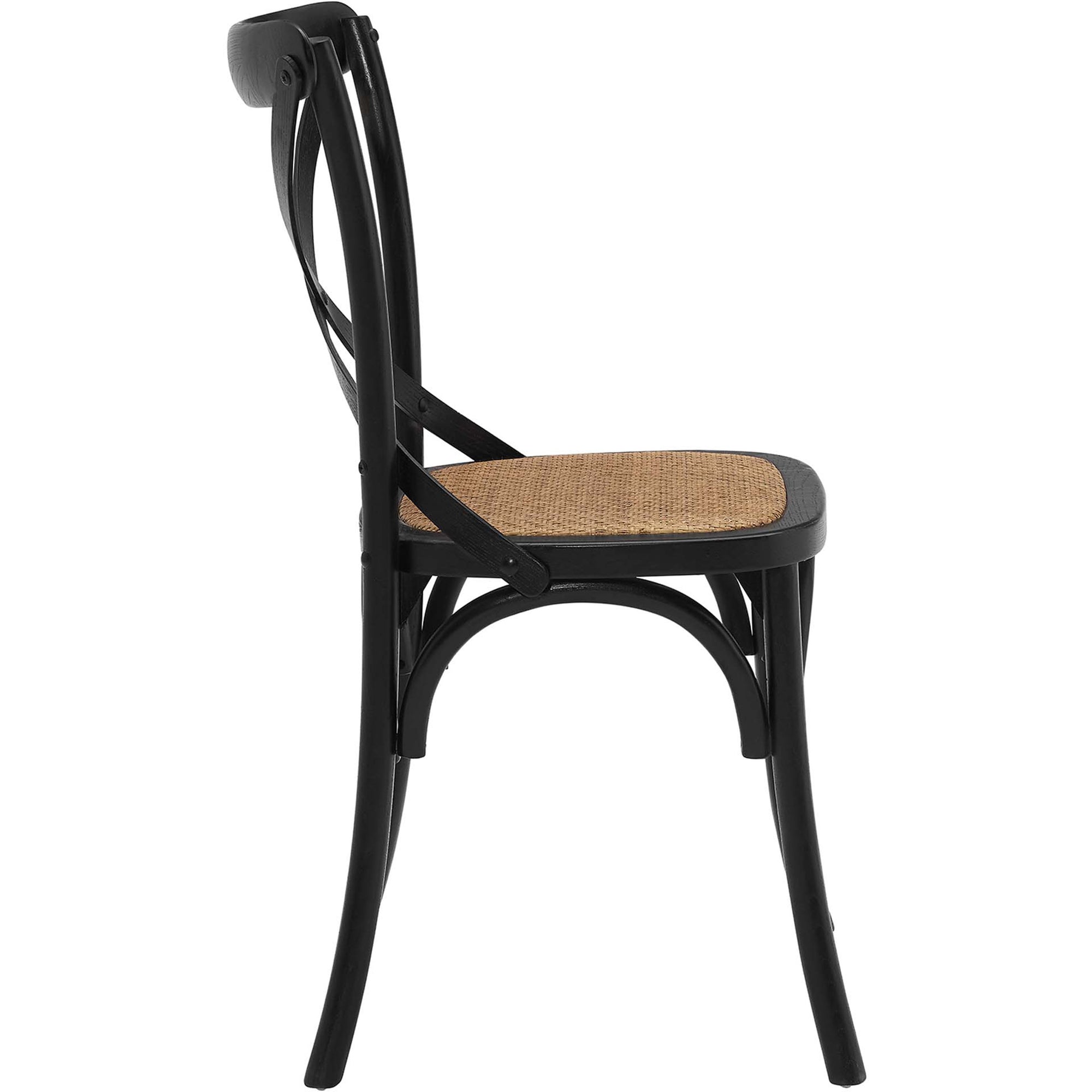 Gentry Rattan Seat Dining Side Chair Black