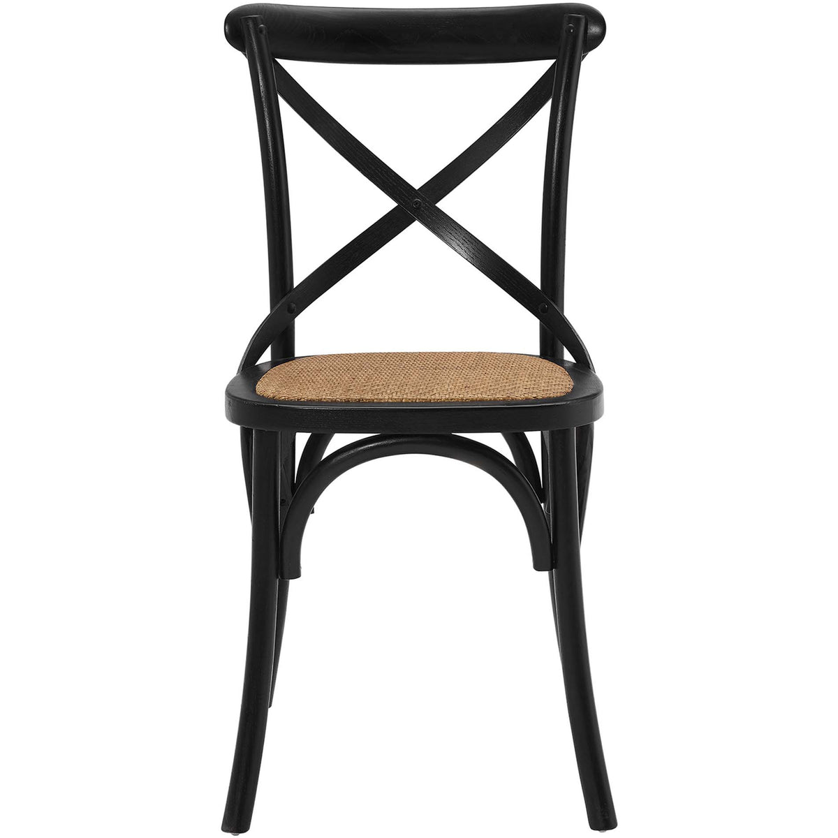 Rounded black crest rail crowns a classic crossback and a warm, tightly woven seat || EEI-1541-BLK || front_studio