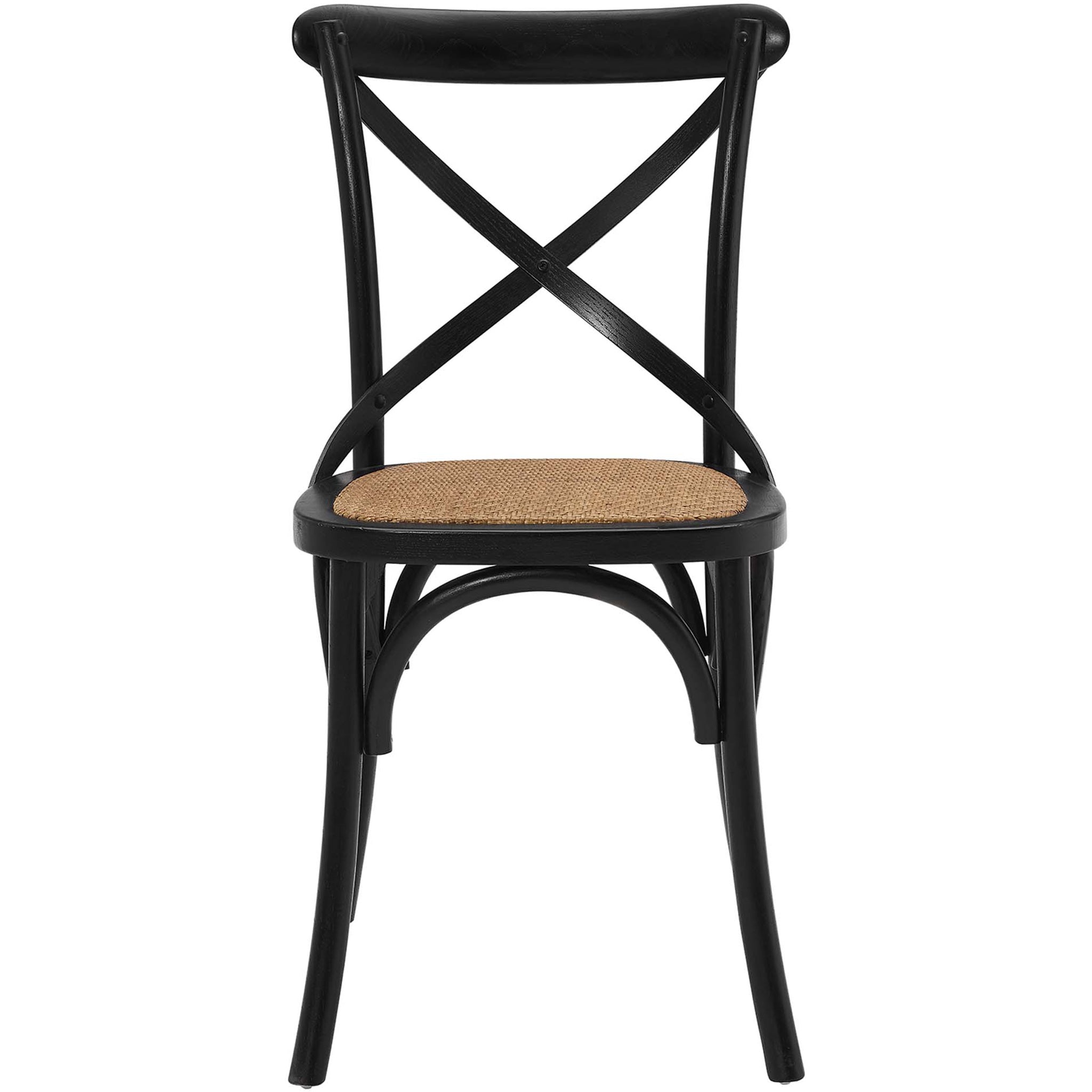 Gentry Rattan Seat Dining Side Chair Black