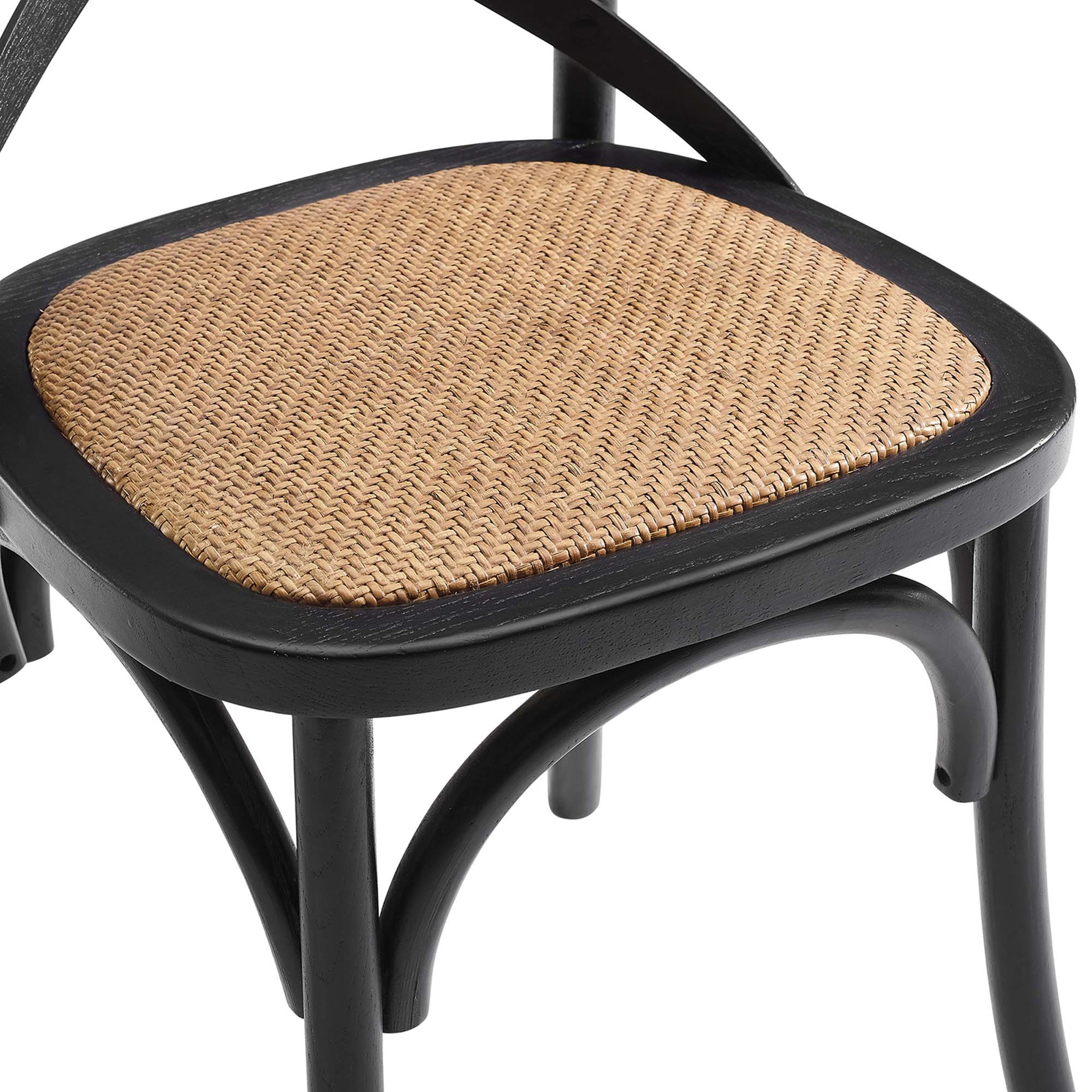Gentry Rattan Seat Dining Side Chair Black