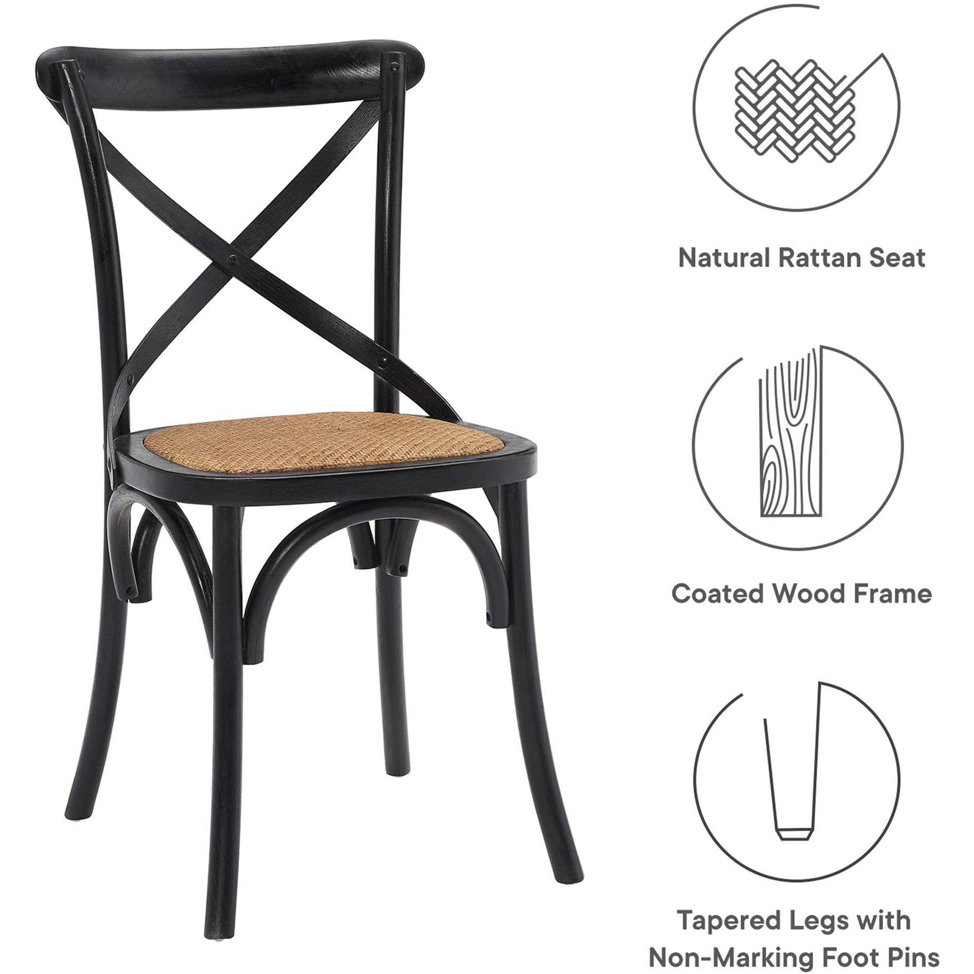 Gentry Rattan Seat Dining Side Chair Black