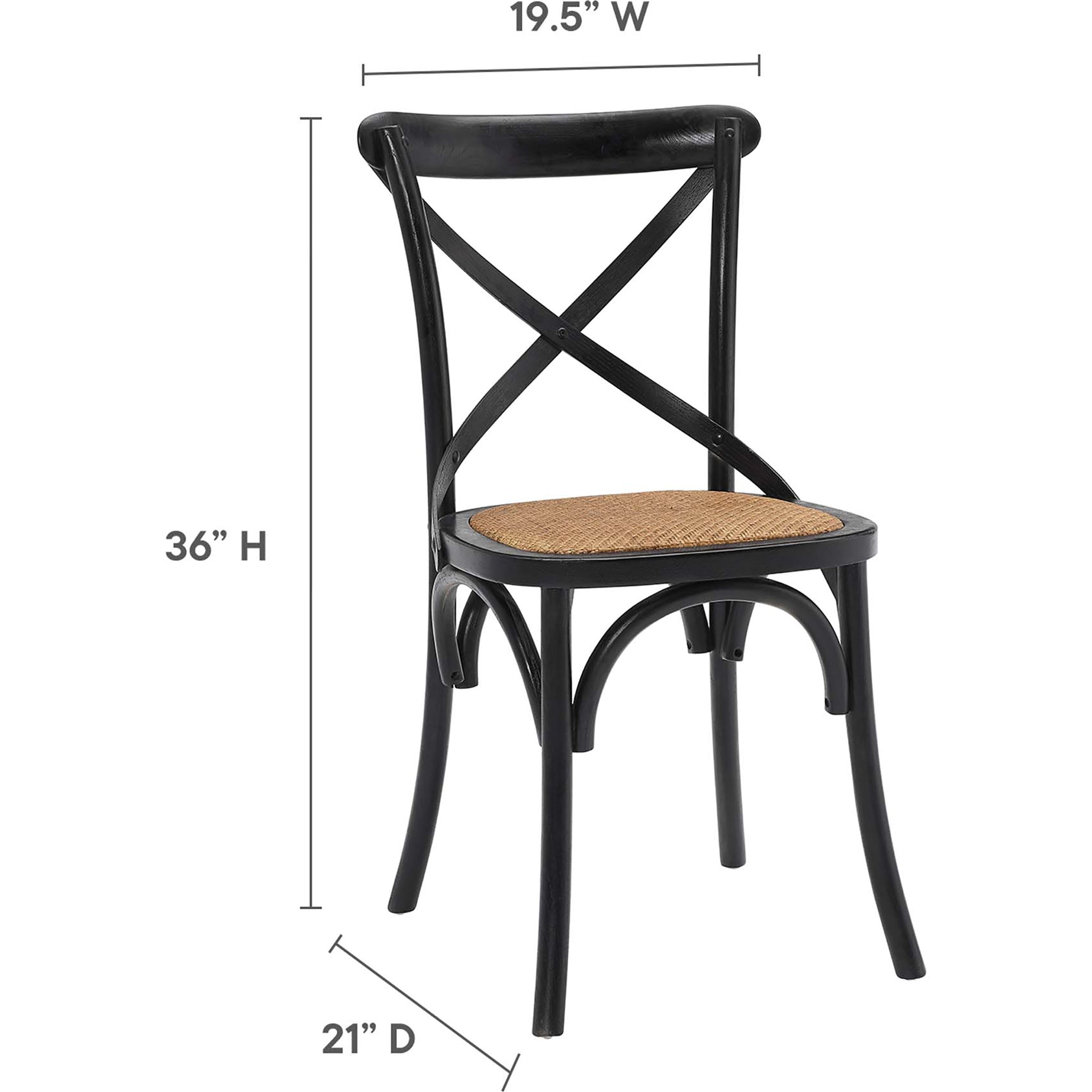 Gentry Rattan Seat Dining Side Chair Black