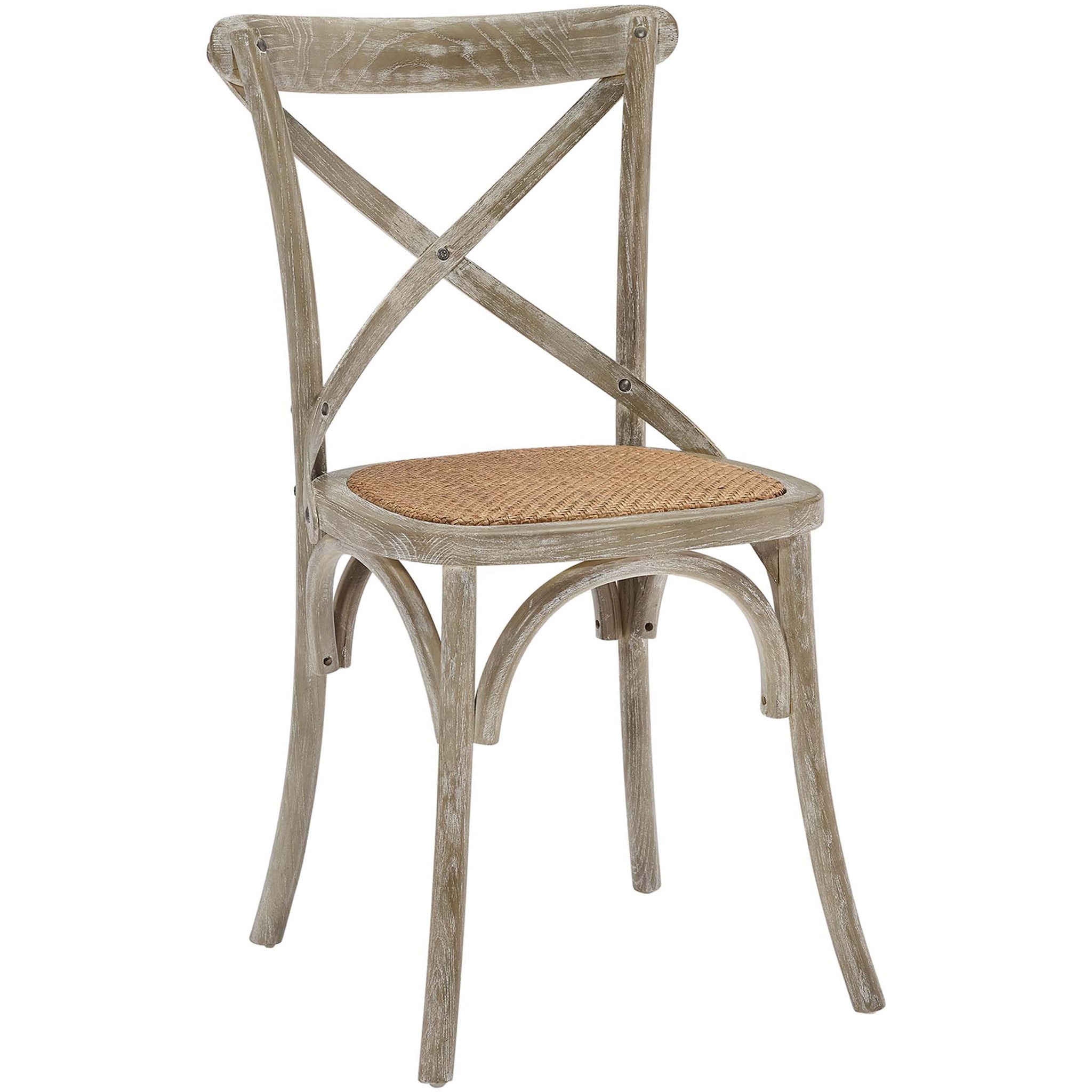 Gentry Rattan Seat Dining Side Chair Gray