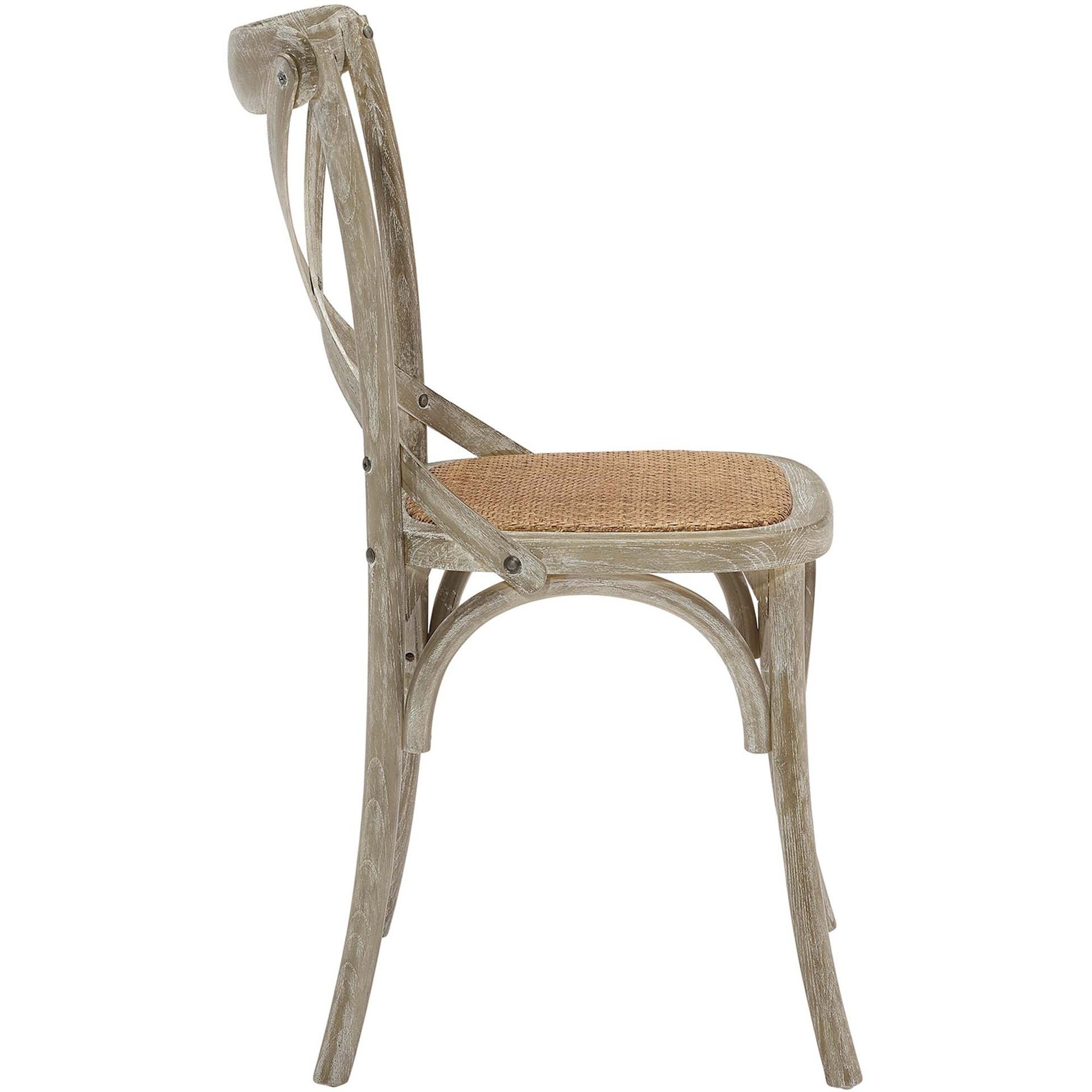 Gentry Rattan Seat Dining Side Chair Gray