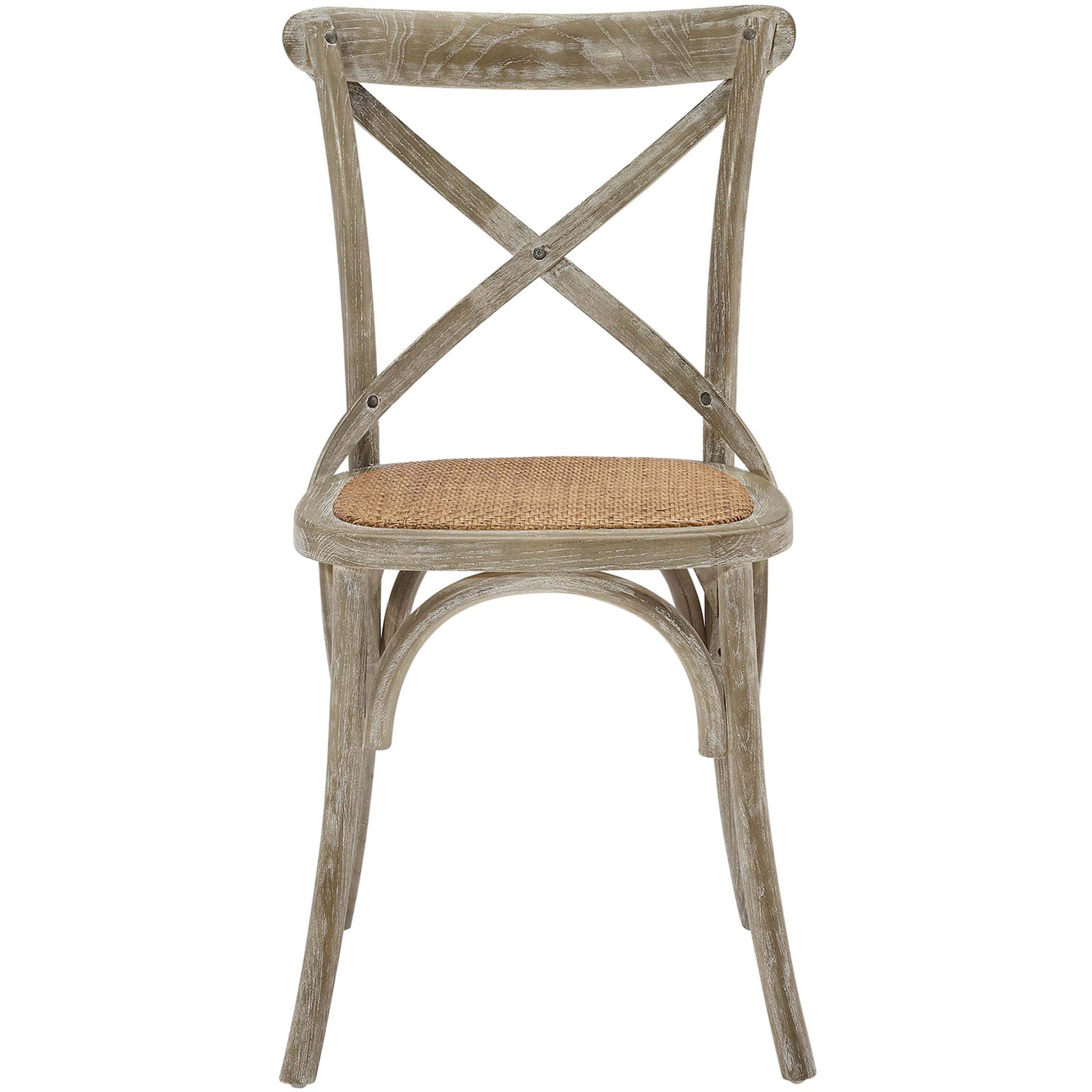 Gentry Rattan Seat Dining Side Chair Gray