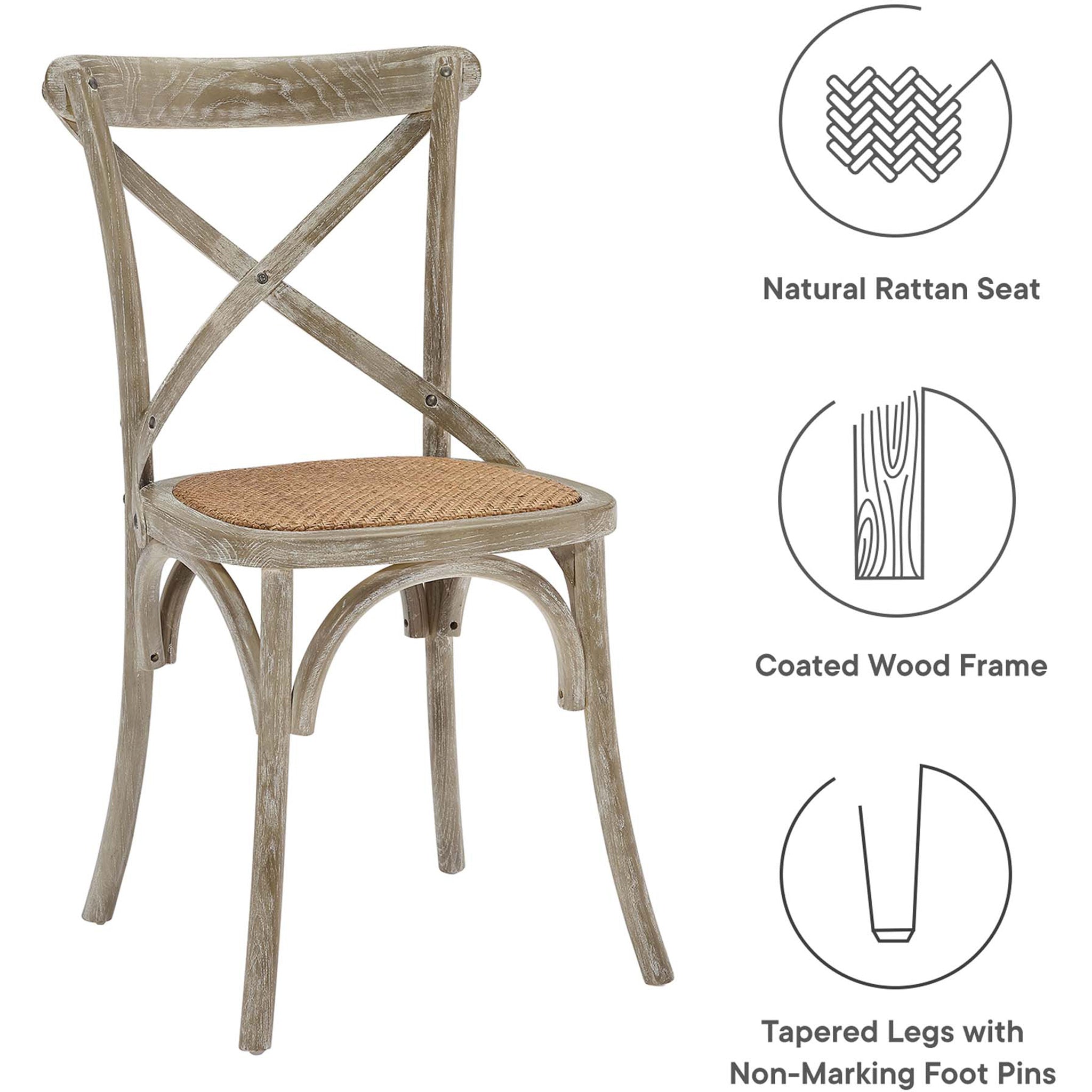 Gentry Rattan Seat Dining Side Chair Gray