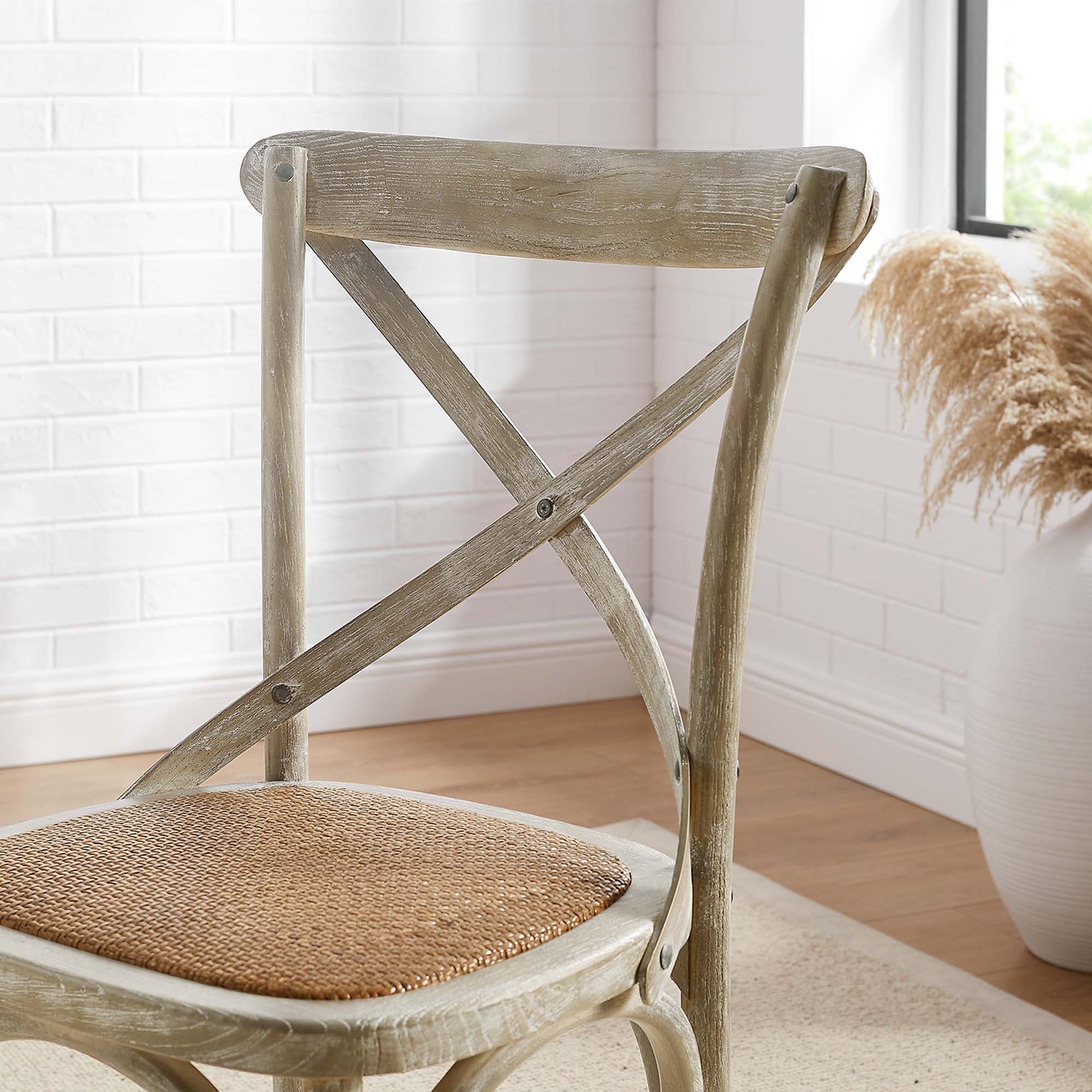 Gentry Rattan Seat Dining Side Chair Gray