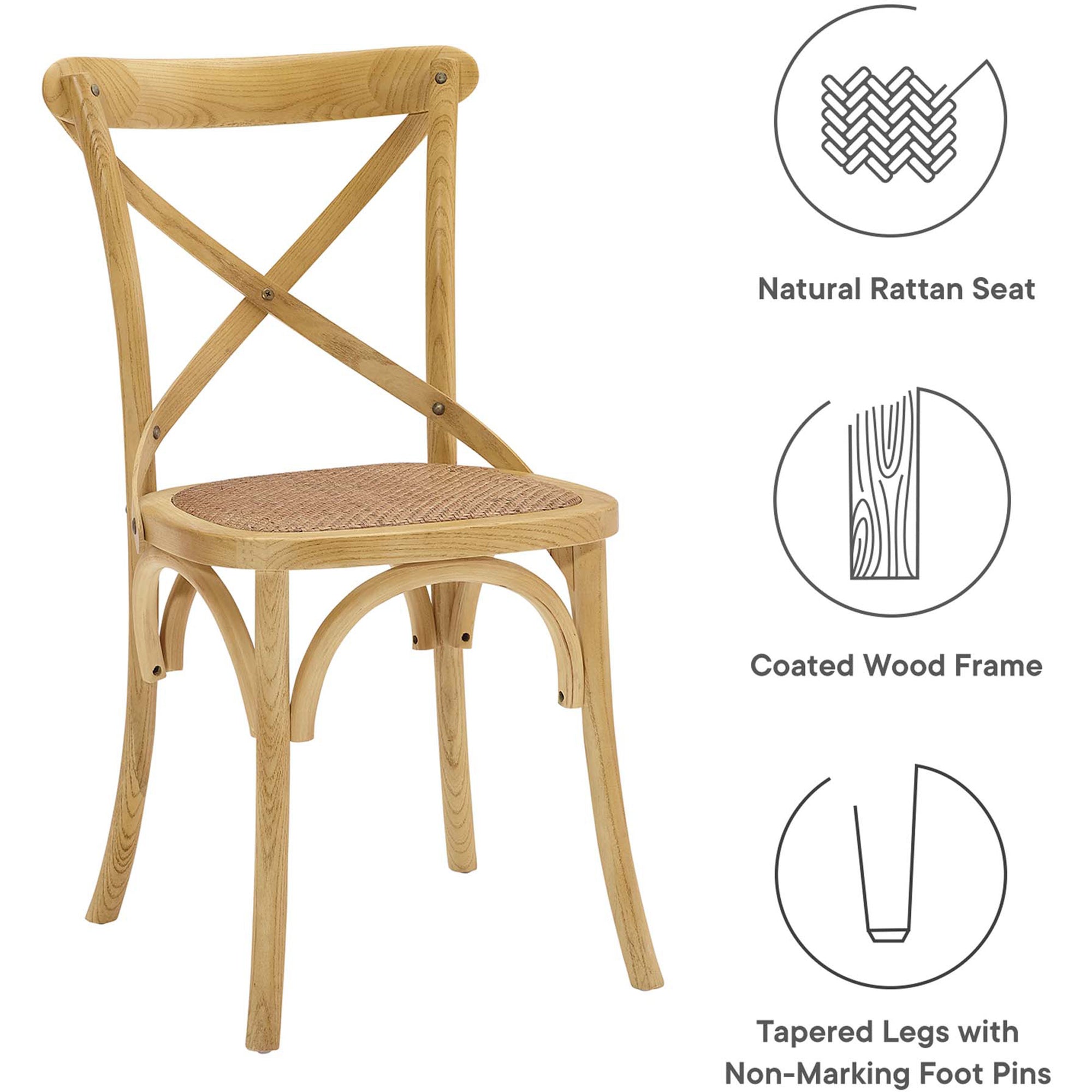 Gentry Rattan Seat Dining Side Chair Natural