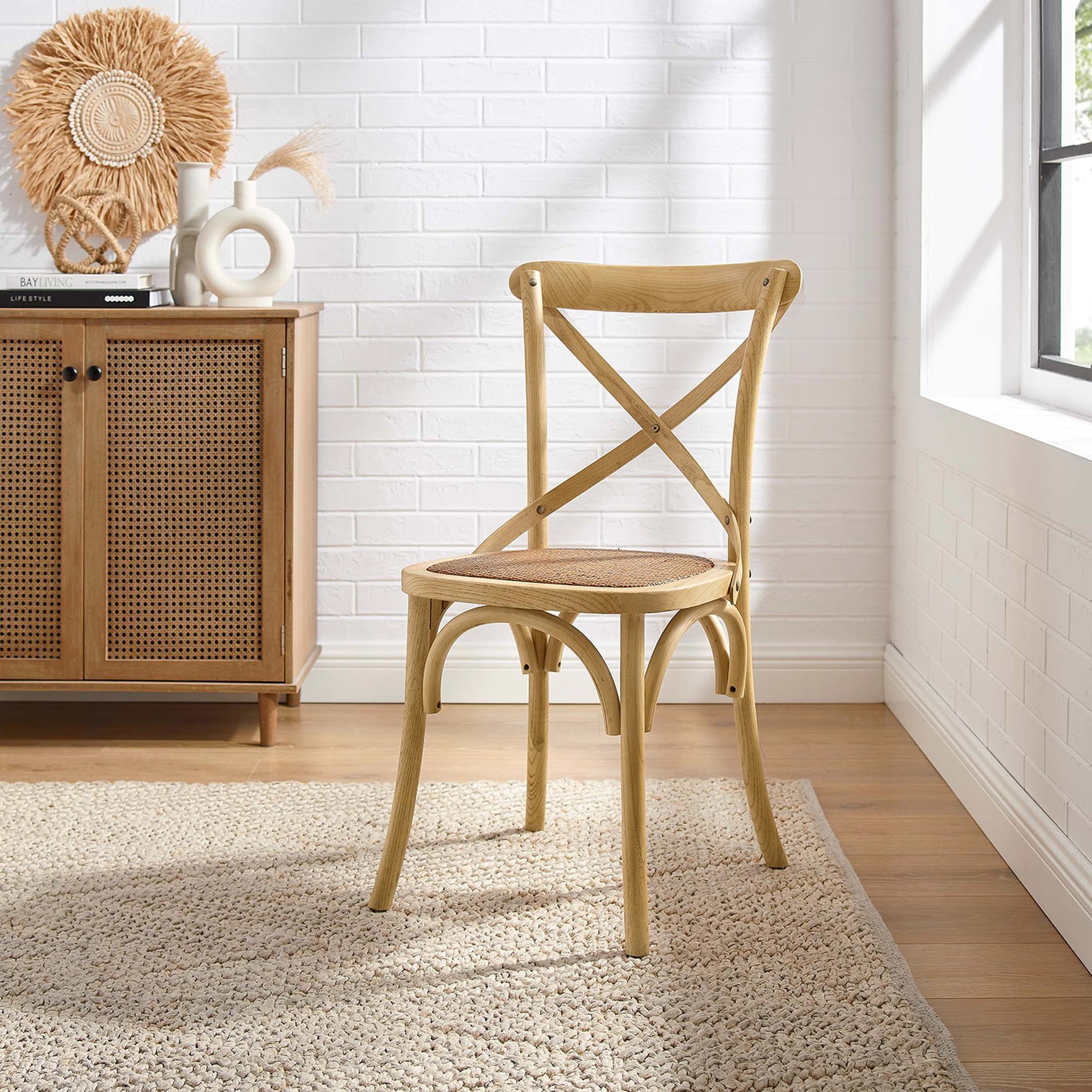 Gentry Rattan Seat Dining Side Chair Natural