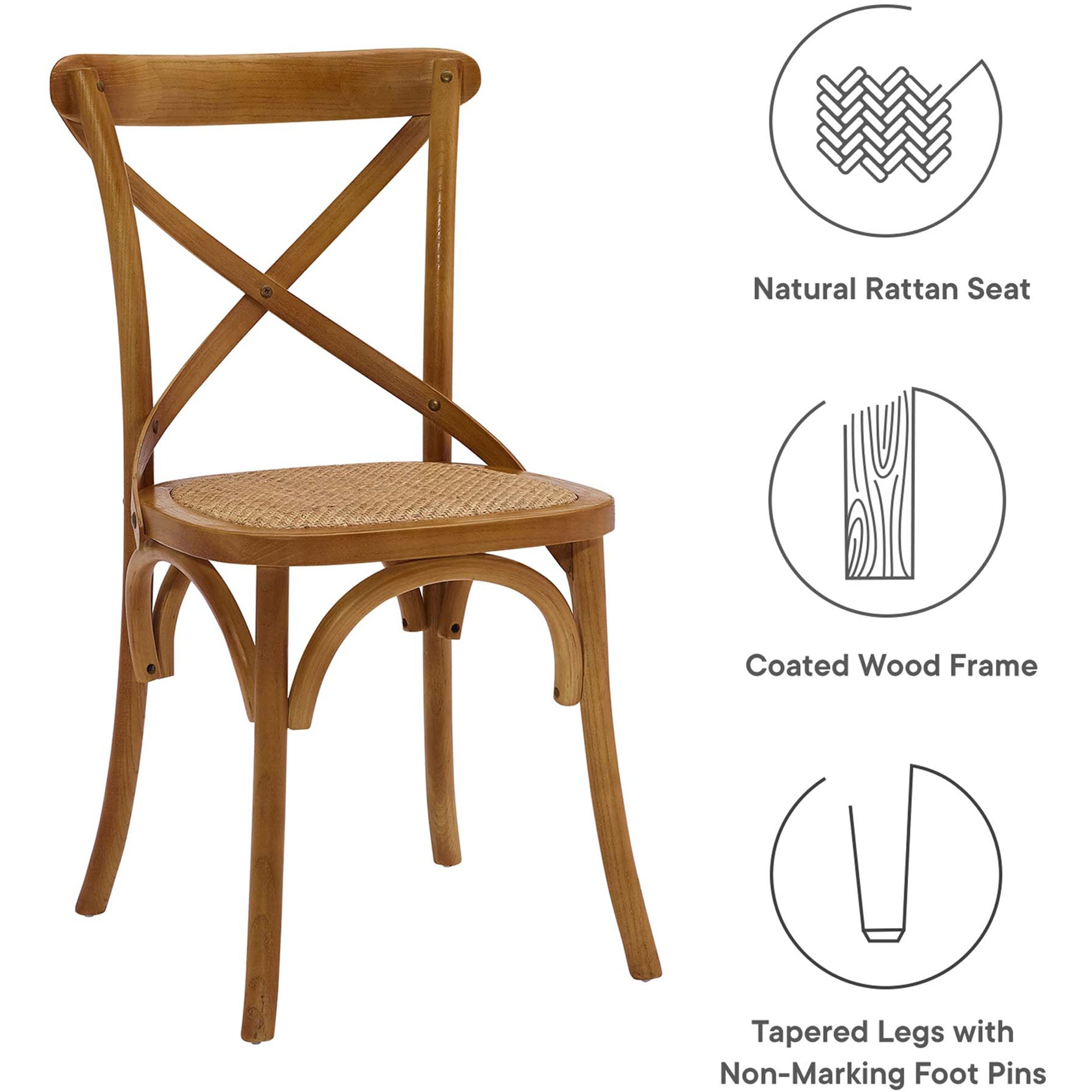 Gentry Rattan Seat Dining Side Chair Walnut