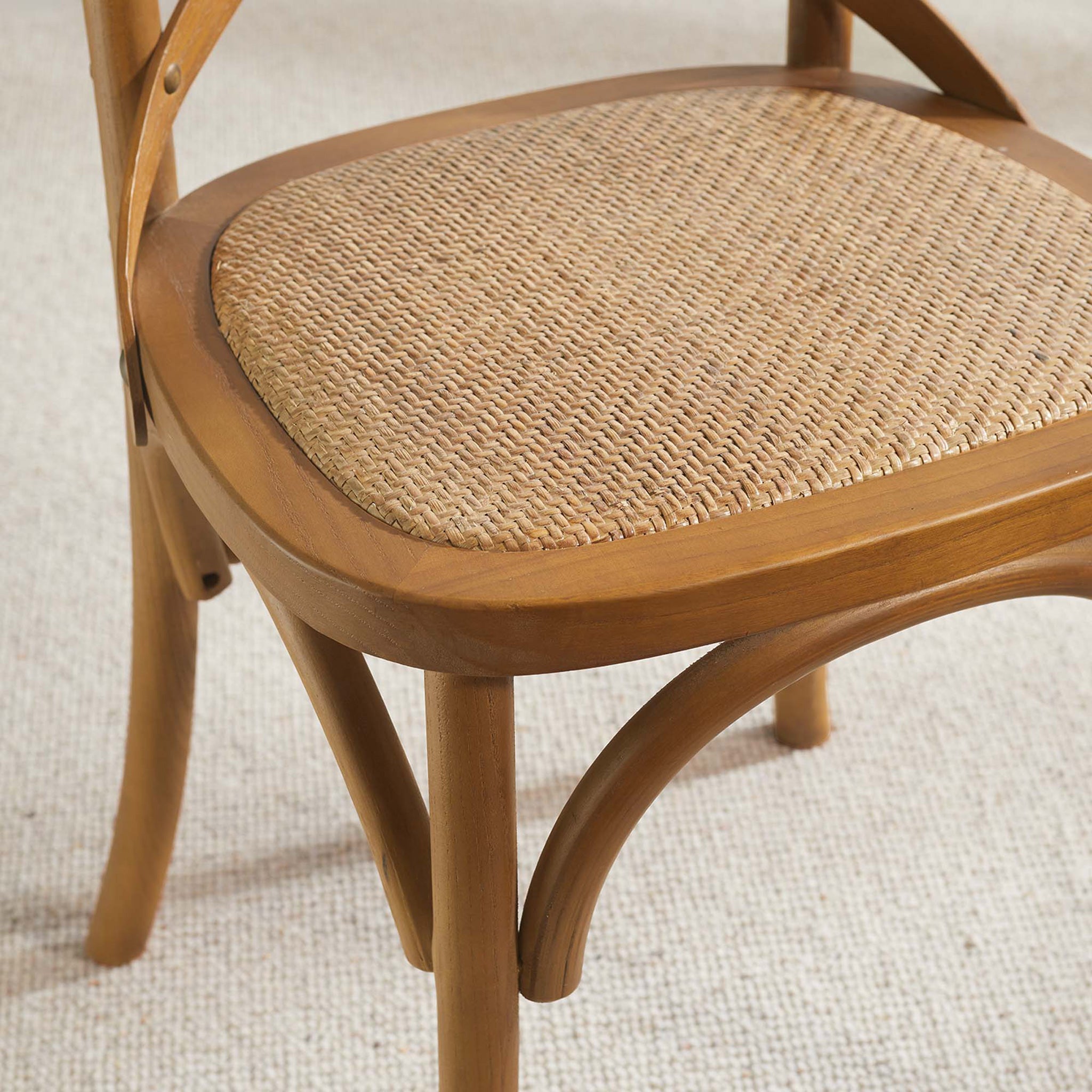 Gentry Rattan Seat Dining Side Chair Walnut