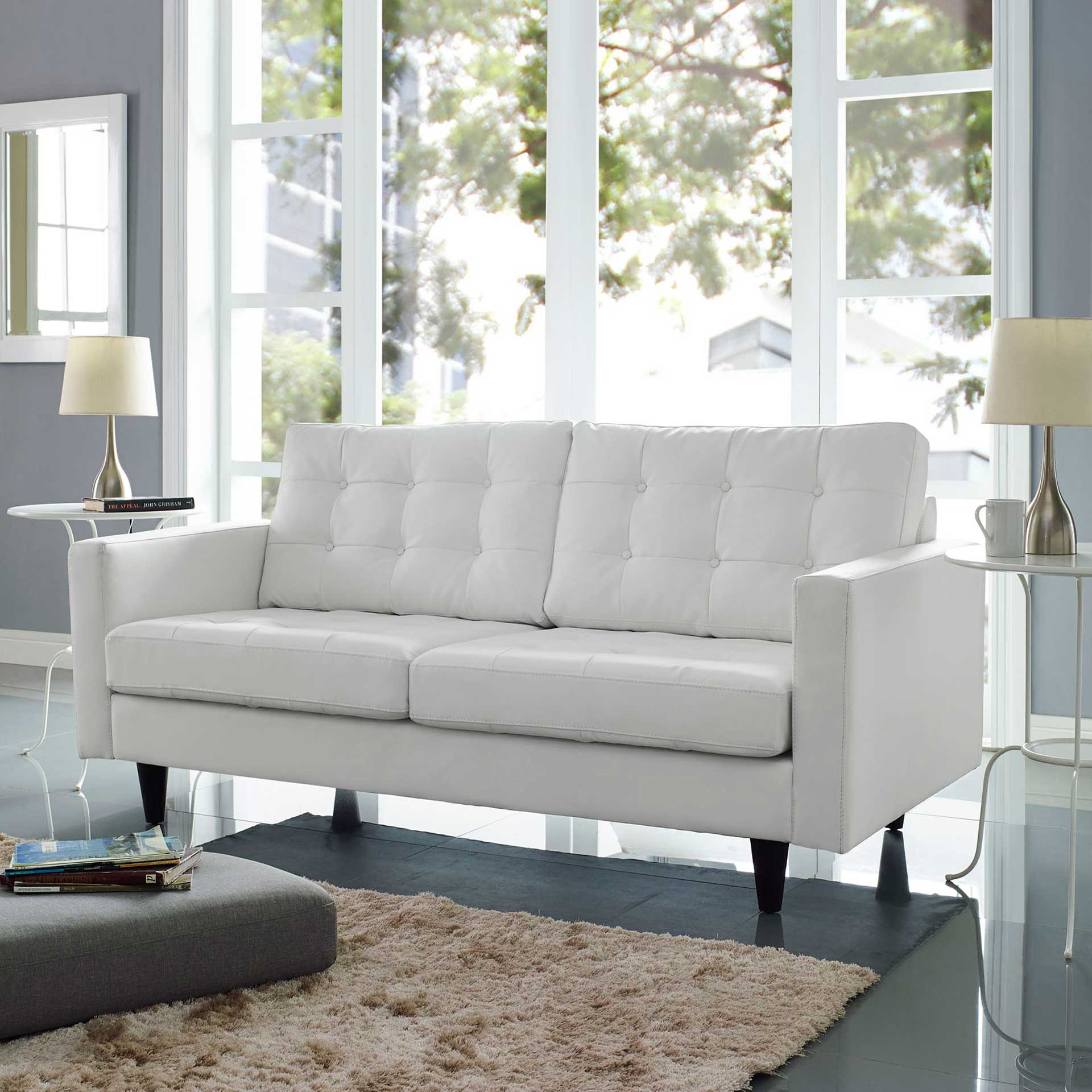 Era Leather Loveseat White