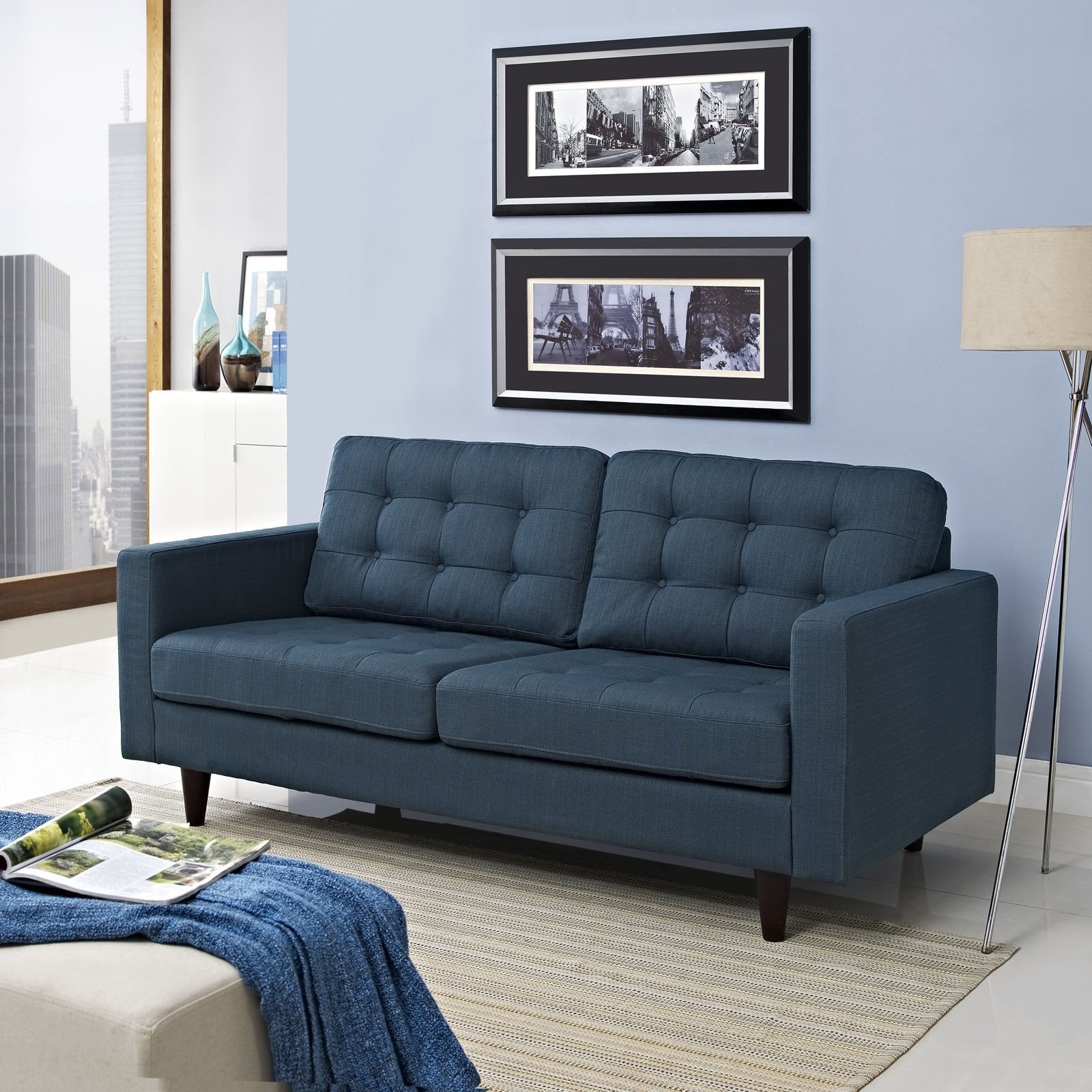 Era Upholstered Loveseat Azure