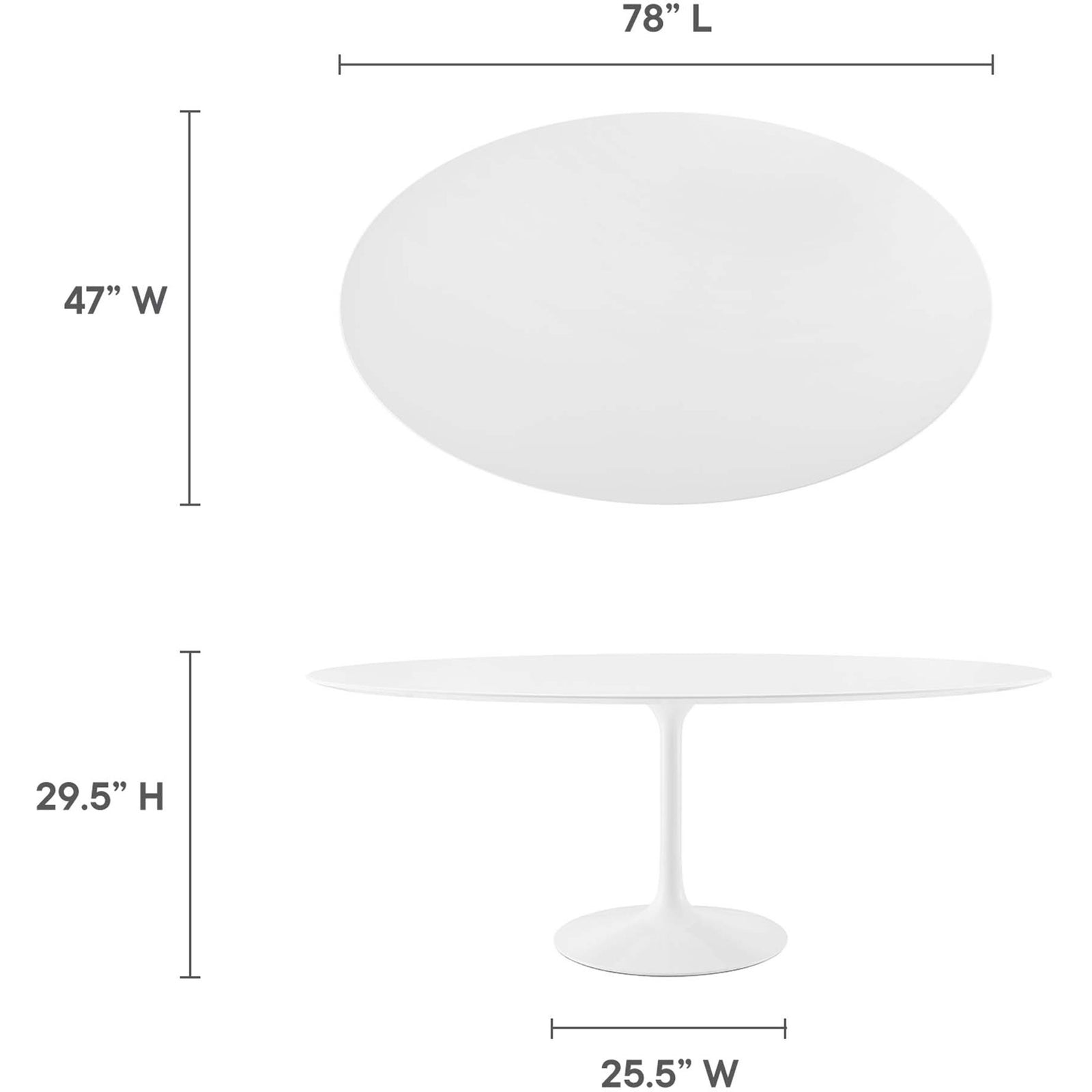 Lipton Oval Dining Table White