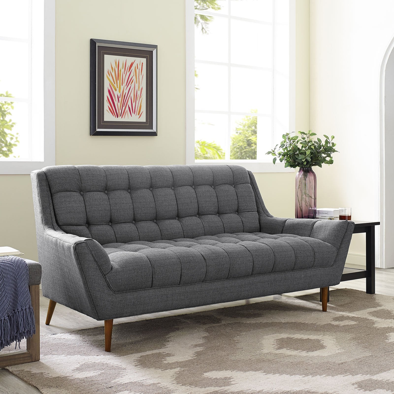 Reborn Fabric Loveseat Gray
