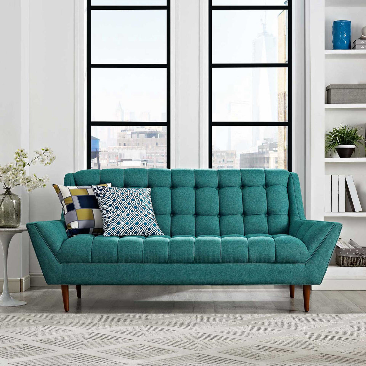 Reborn Fabric Loveseat Teal