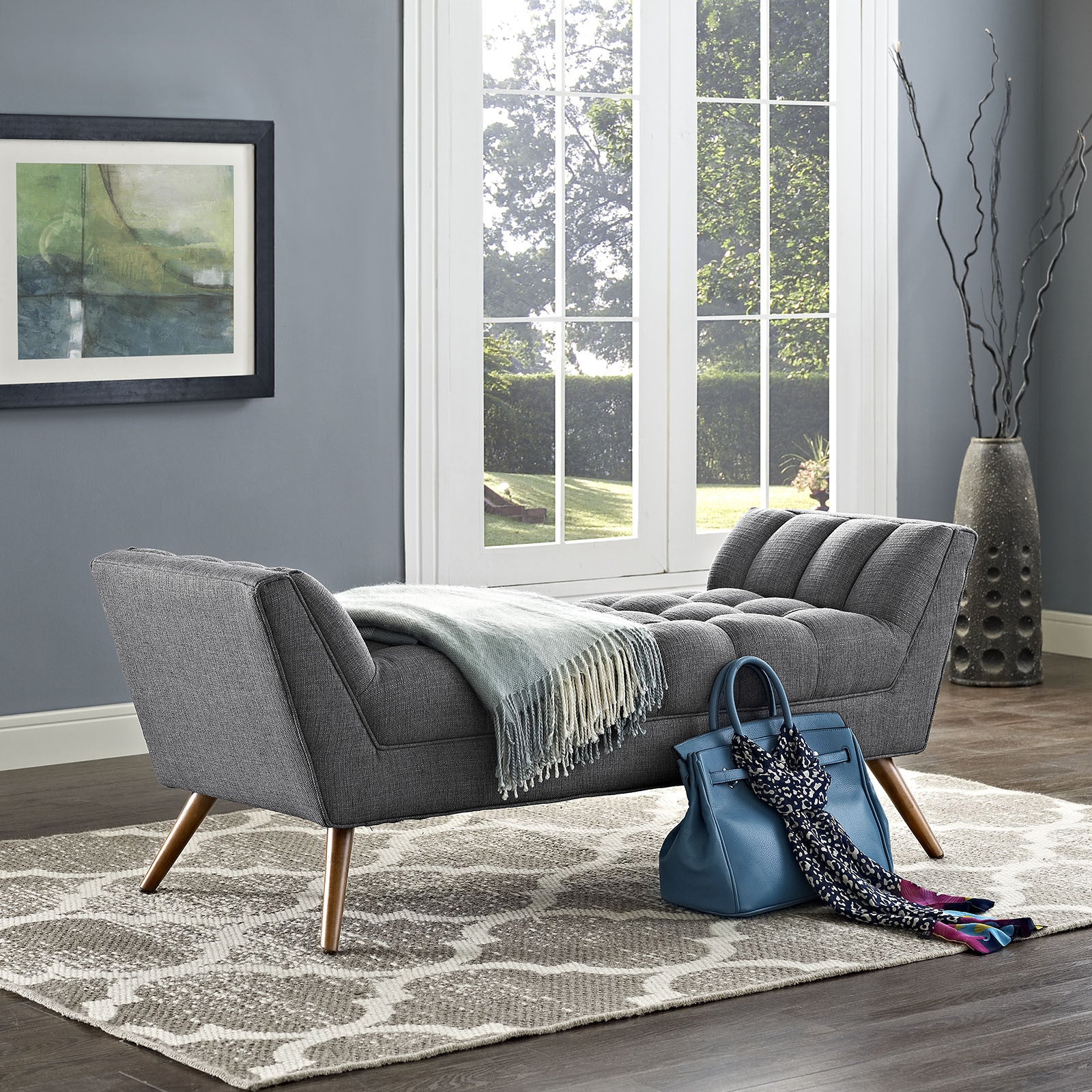 Reborn Fabric Bench Gray